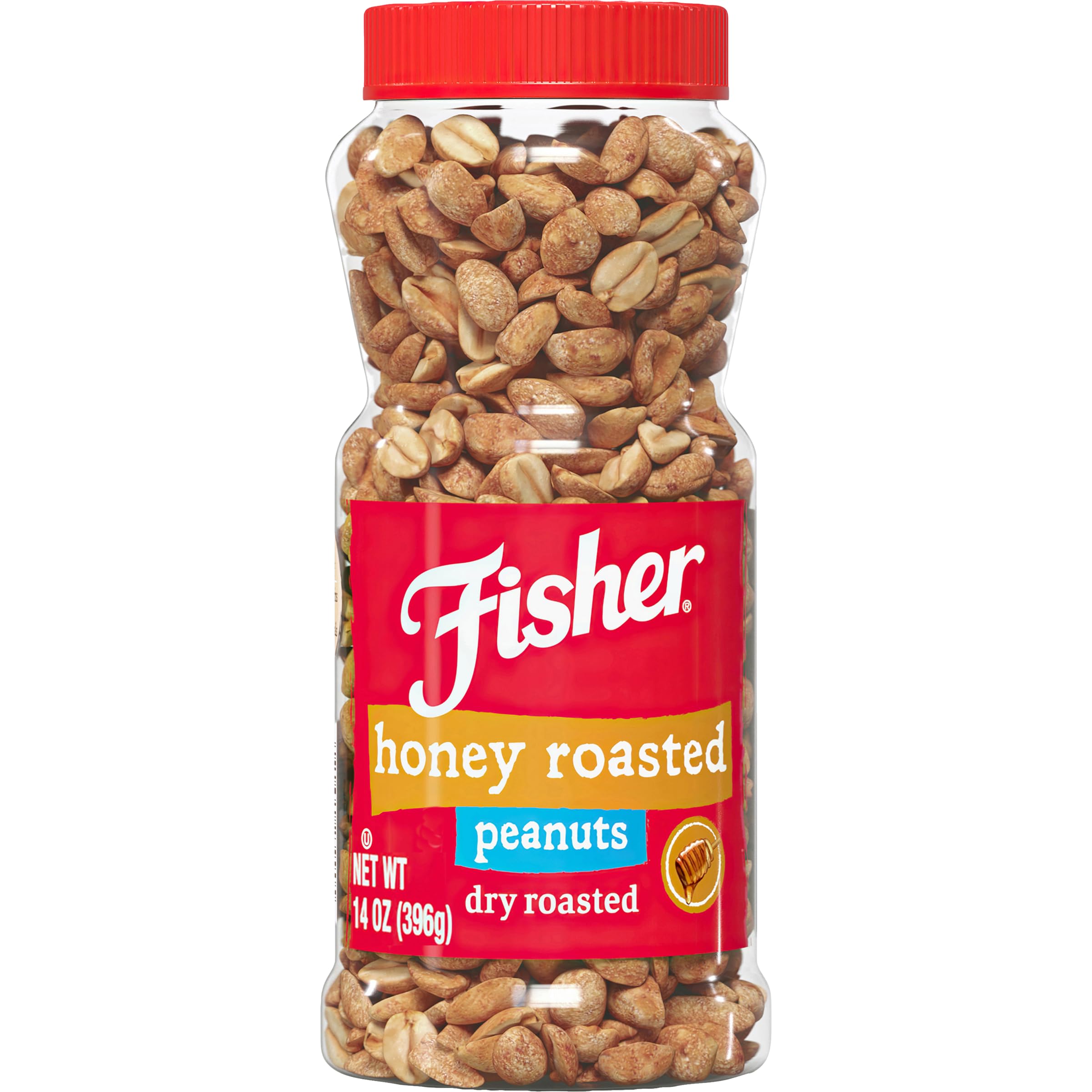 Fisher Snack Honey Roasted Dry Roasted Peanuts, 14 Ounces, Made with Real Honey, 100% Recyclable