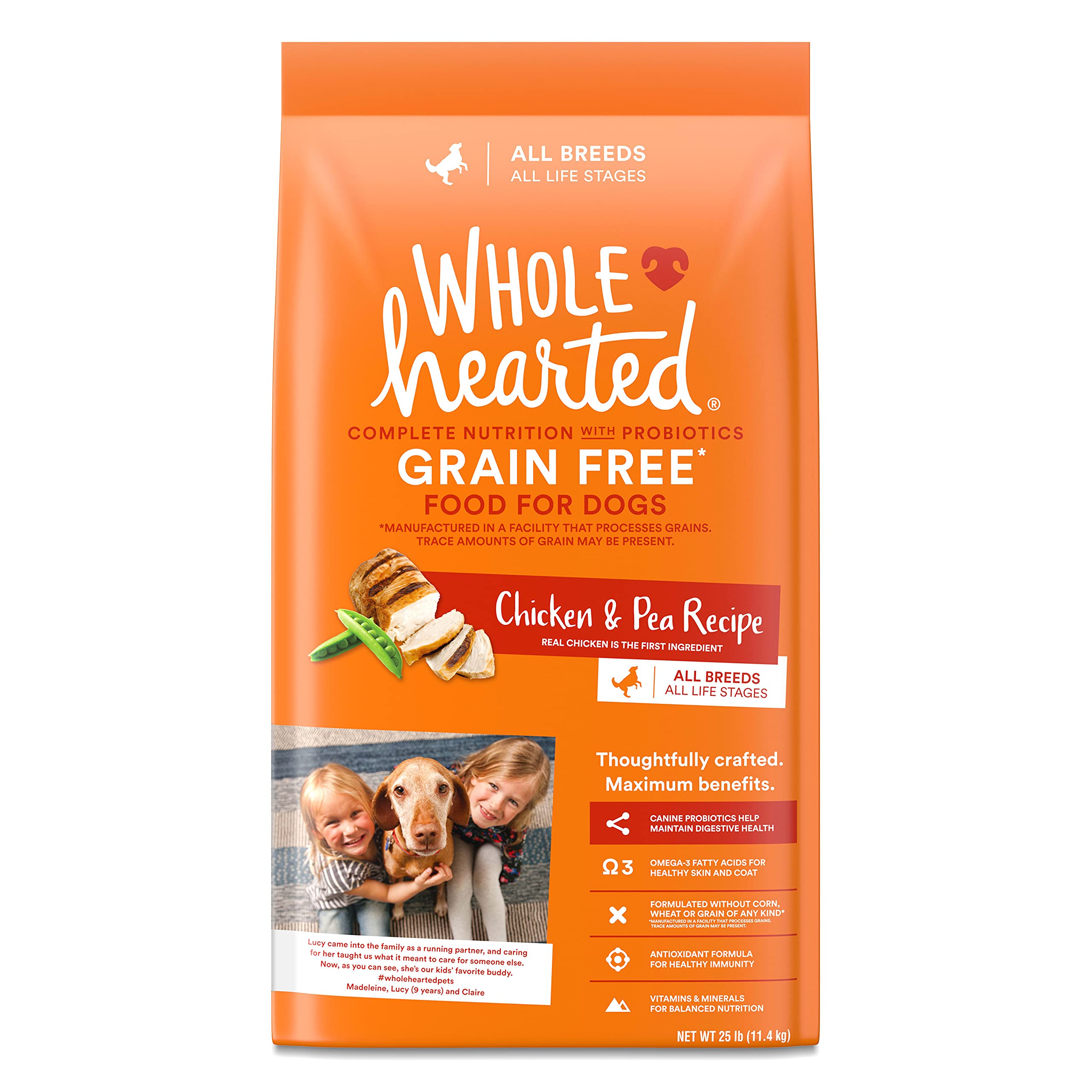 WholeHearted Grain Free All Life Stages Chicken & Pea Recipe Dry Dog Food 25 lbs.