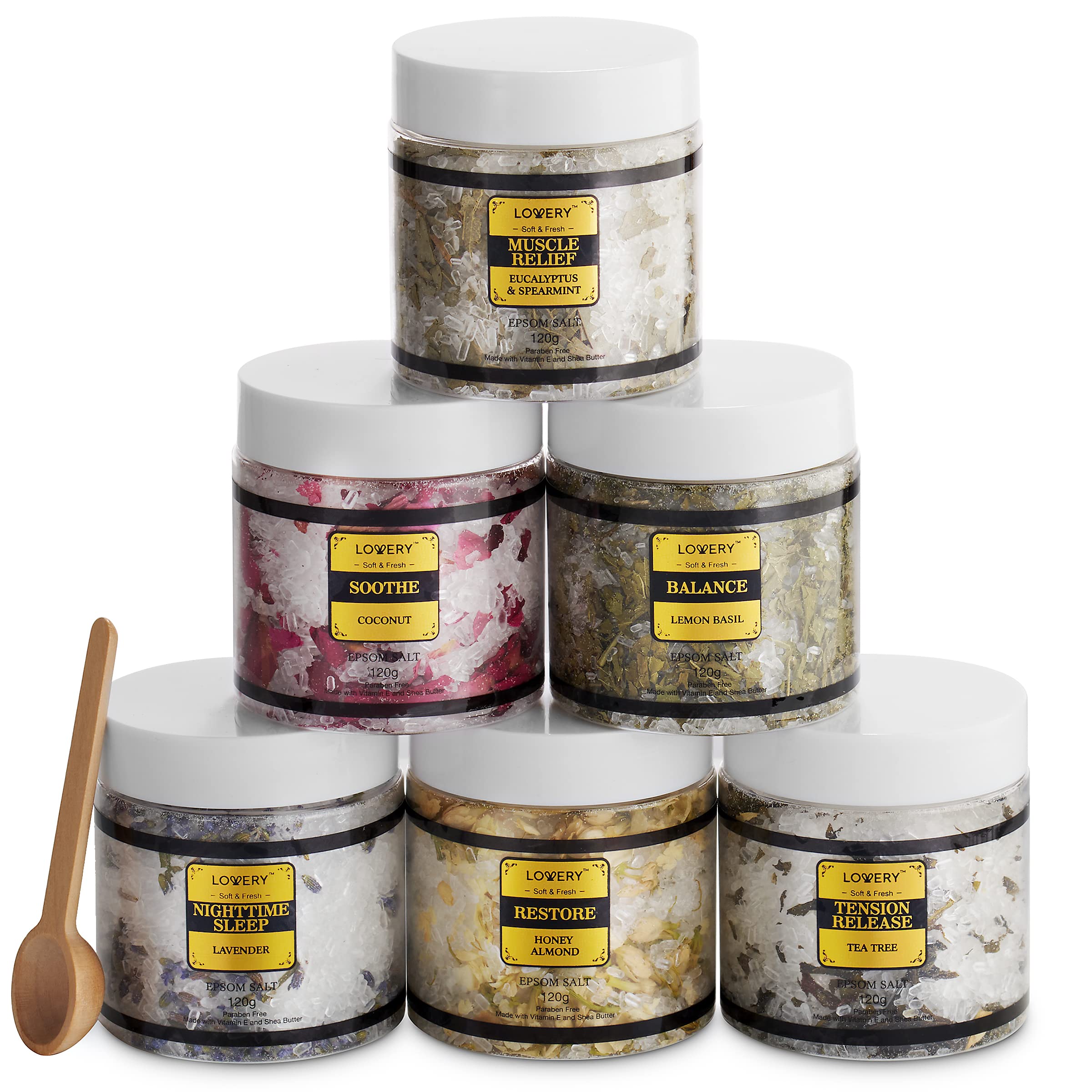 Epsom Bath Salts Gift Set, Relaxing Spa Salt with Essential Oils - Lavender, Eucalyptus Spearmint, Lemon Basil, Coconut, Tea Tree, Honey Almond, Self Care Elephant Gifts for Women Who Have Everything