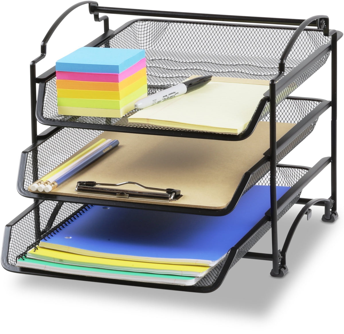Simple Houseware 3 Tier Stackable Desktop Document Letter Tray Organizer, Black