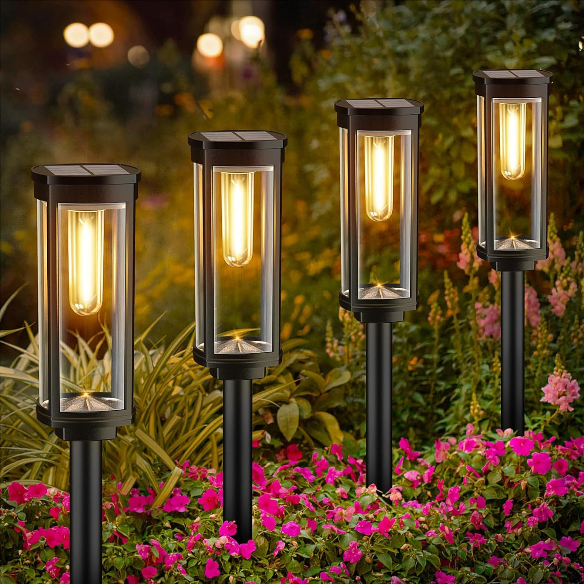 BITPOTT Bright Solar Lights Outdoor 6 Pack, Solar Pathway Lights Waterproof IP65, Auto On/Off Walkway Landscape Lighting, Long Lasting Outdoor Light for Walkway Landscape Path Yard Lawn Patio Decor