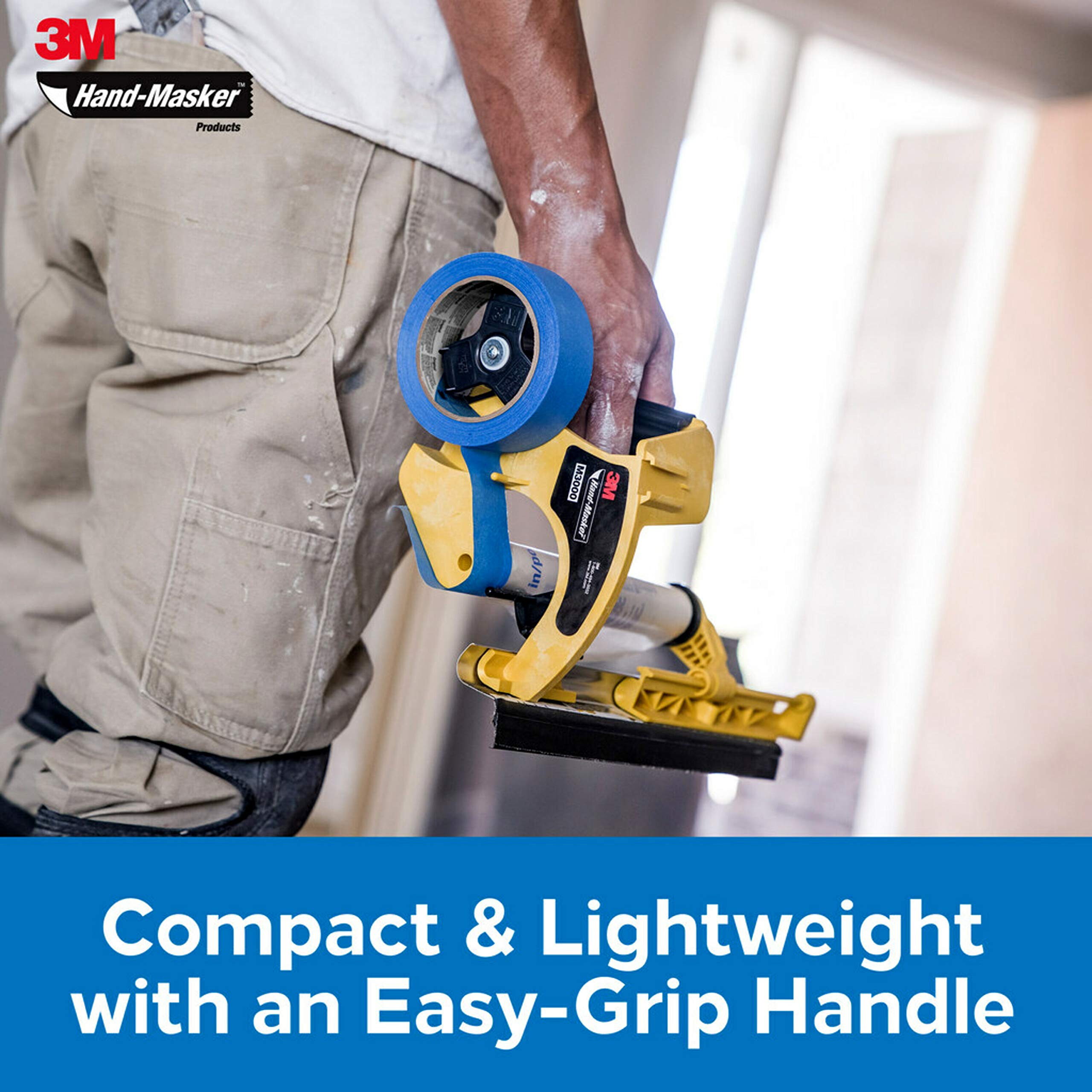 3M Hand Masker M3000 Tape Dispenser, Film & Tape, Applies Painter's Tape to Masking Film or Paper in One Continuous Application, Compact & Lightweight Design, Saves Time When Preparing For Painting