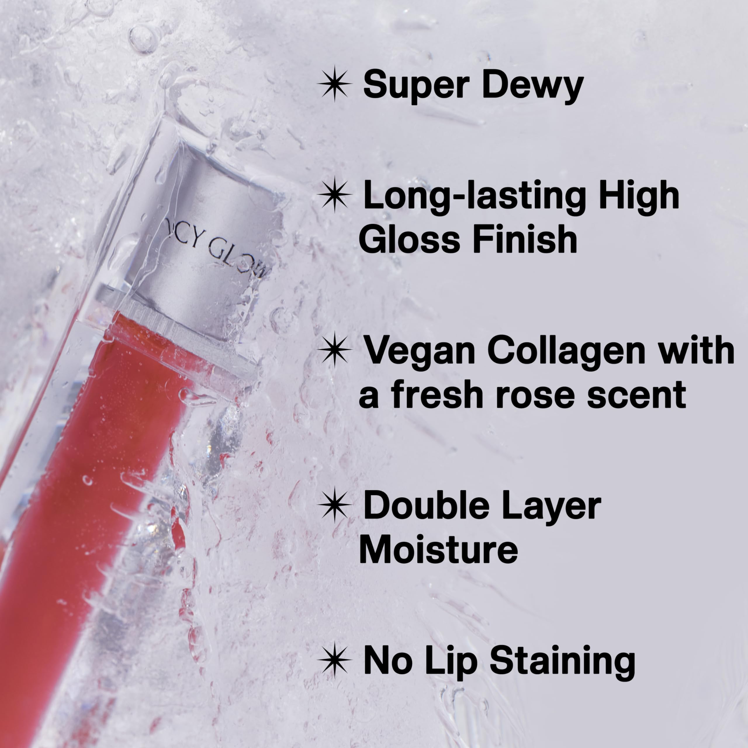 MUZIGAE MANSION Icy Glow Lip Tint – (Vegan Collagen), Long Lasting, (No-Stain), Hydrating Gloss, Matte Finish, (K-Beauty) Makeup, Red & Tinted Shades (01 PETAL)