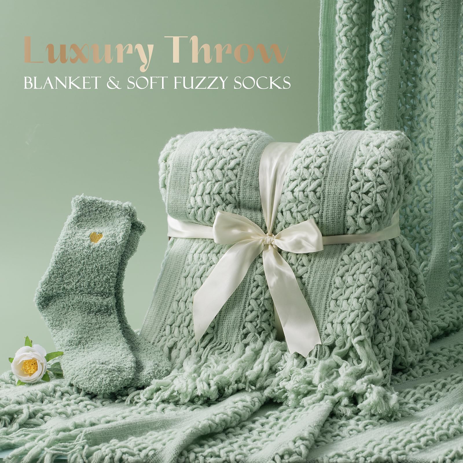 Birthday Gifts for Women, 11 Pcs Sage Green Self Care Package Get Well Soon Gift Baskets, Inspirational Thinking of You Thank You Gift with Bath Spa Gift Set - Unique Gifts for Women
