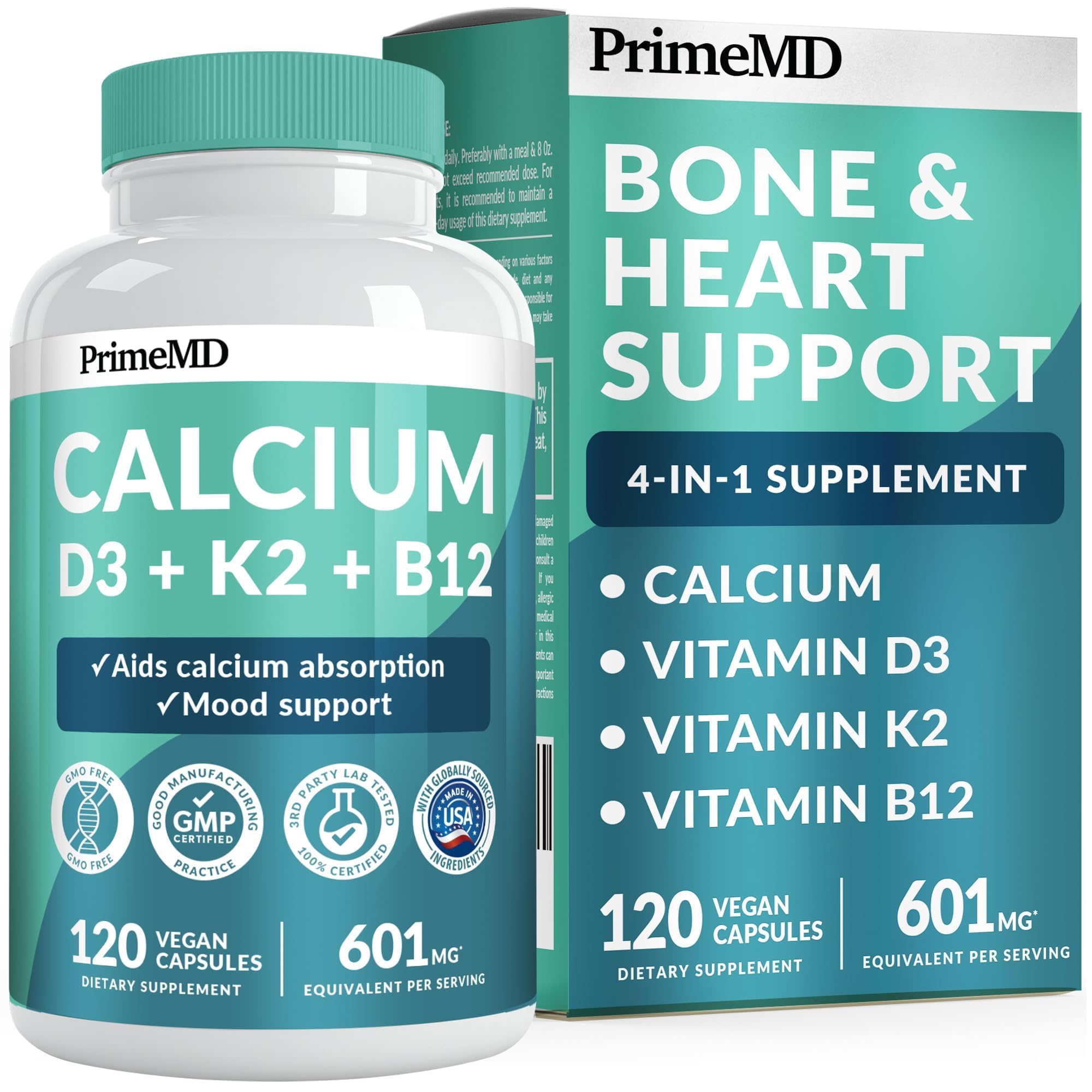 Calcium D3 K2 B12 (1pk) and Liver Support (1pk) Supplement Bundle - Potent Vitamins for Bone, Heart, Liver Function, & Immune Support - Non-GMO, Vegan, Gluten-Free