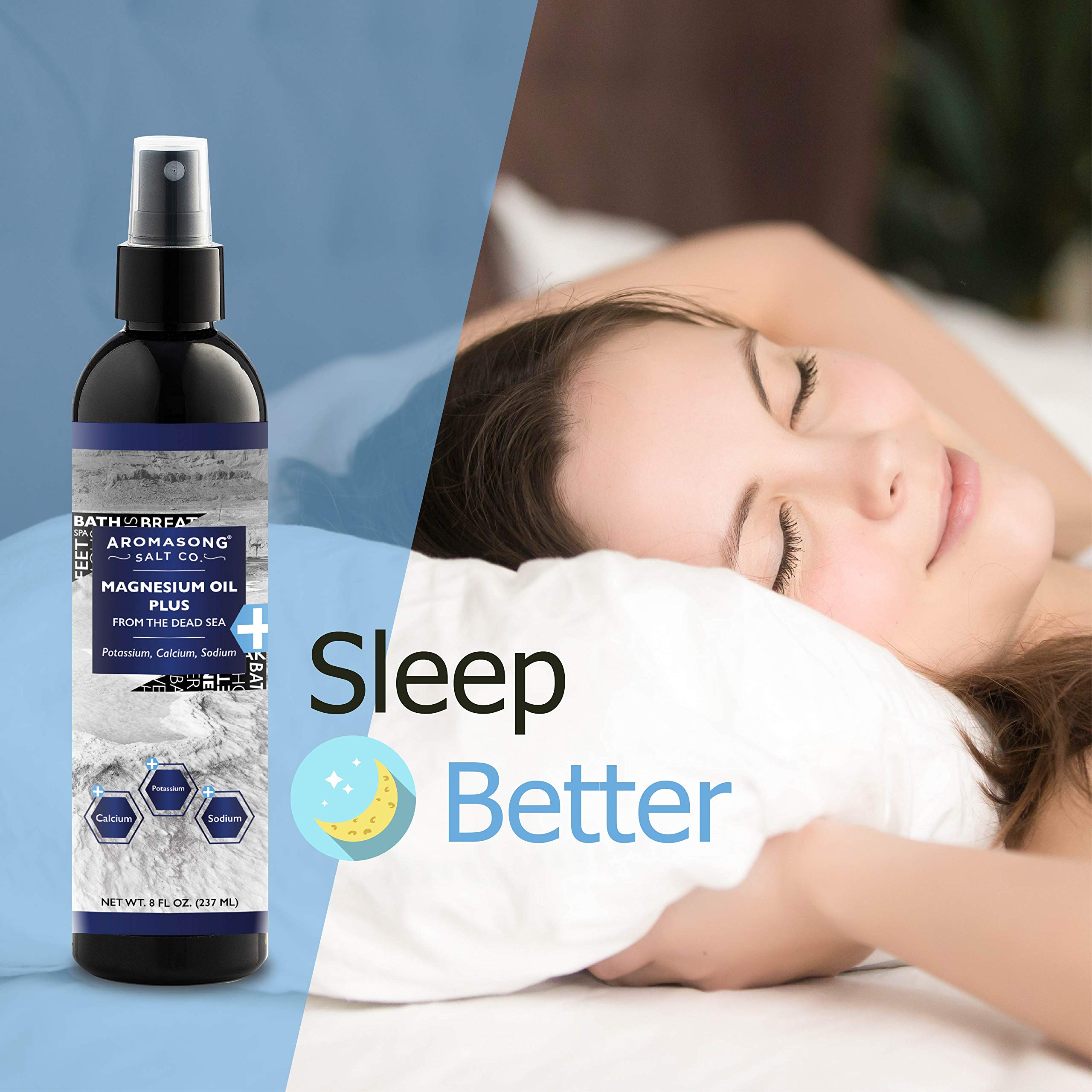 Aromasong Extra Strength Ultra-Pure Magnesium Spray (23mg Magnesium in Each Spray) 8 Oz, Known to be Used for Soothing Headaches, and Leg Discomfort