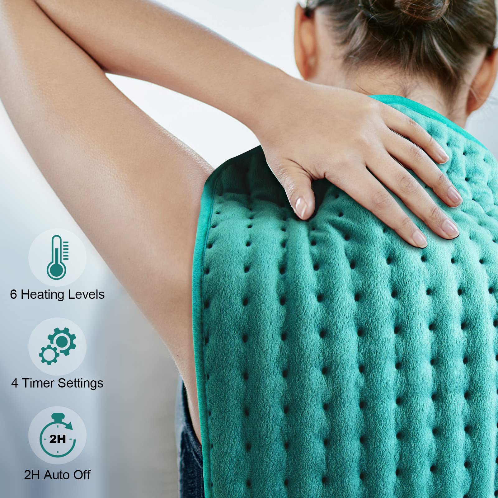 Electric Heating Pads for Back Neck Shoulder Pain Relief, Gifts for Women, Men, Mom, Dad, Christmas, Mothers Day, Fathers Day with Auto Shut Off & 6 Heat Settings, Moist Dry Heat Options