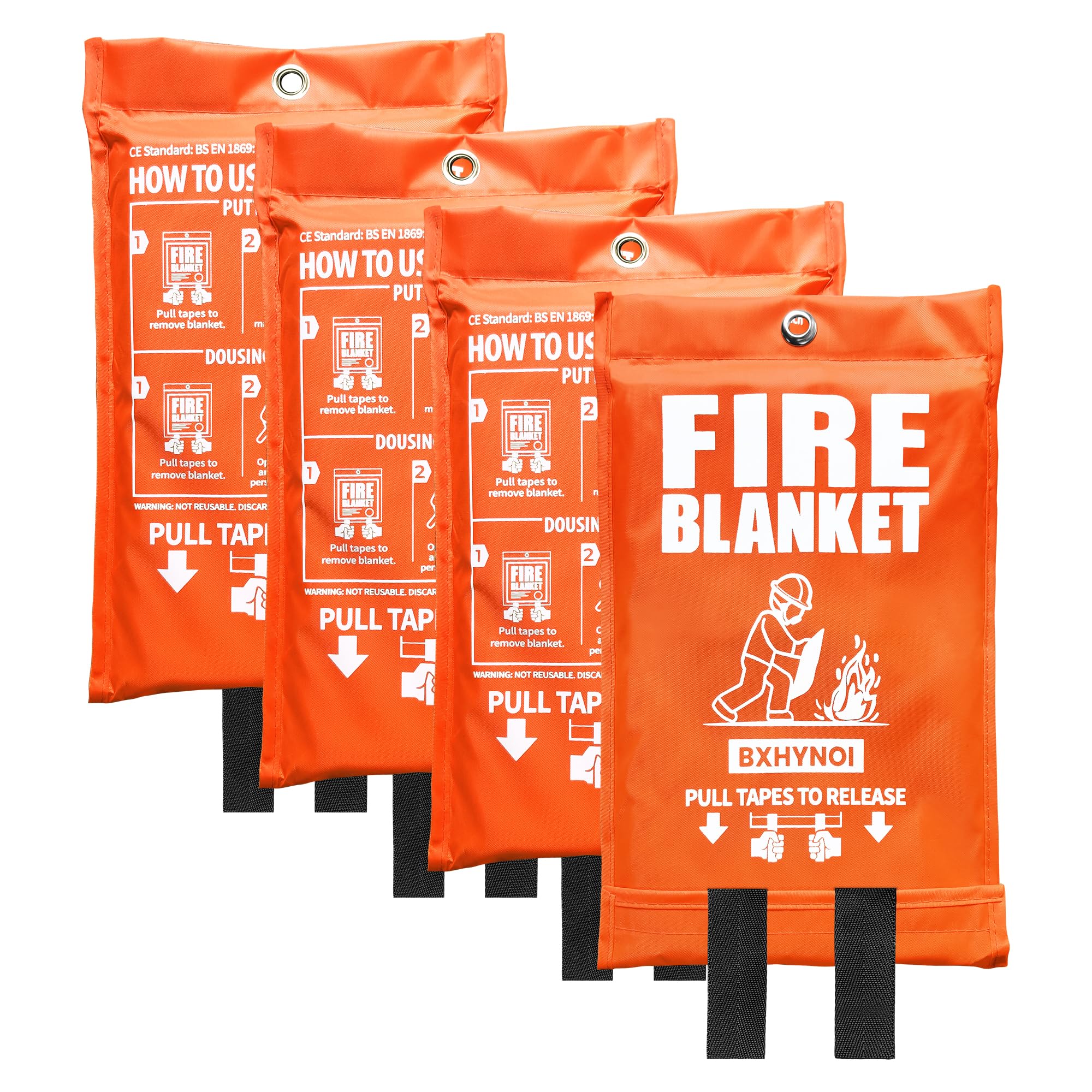 BXHYNOI Fire Blanket,40"x 40",4 Pack Emergency Fire Blanket for Kitchen and Home