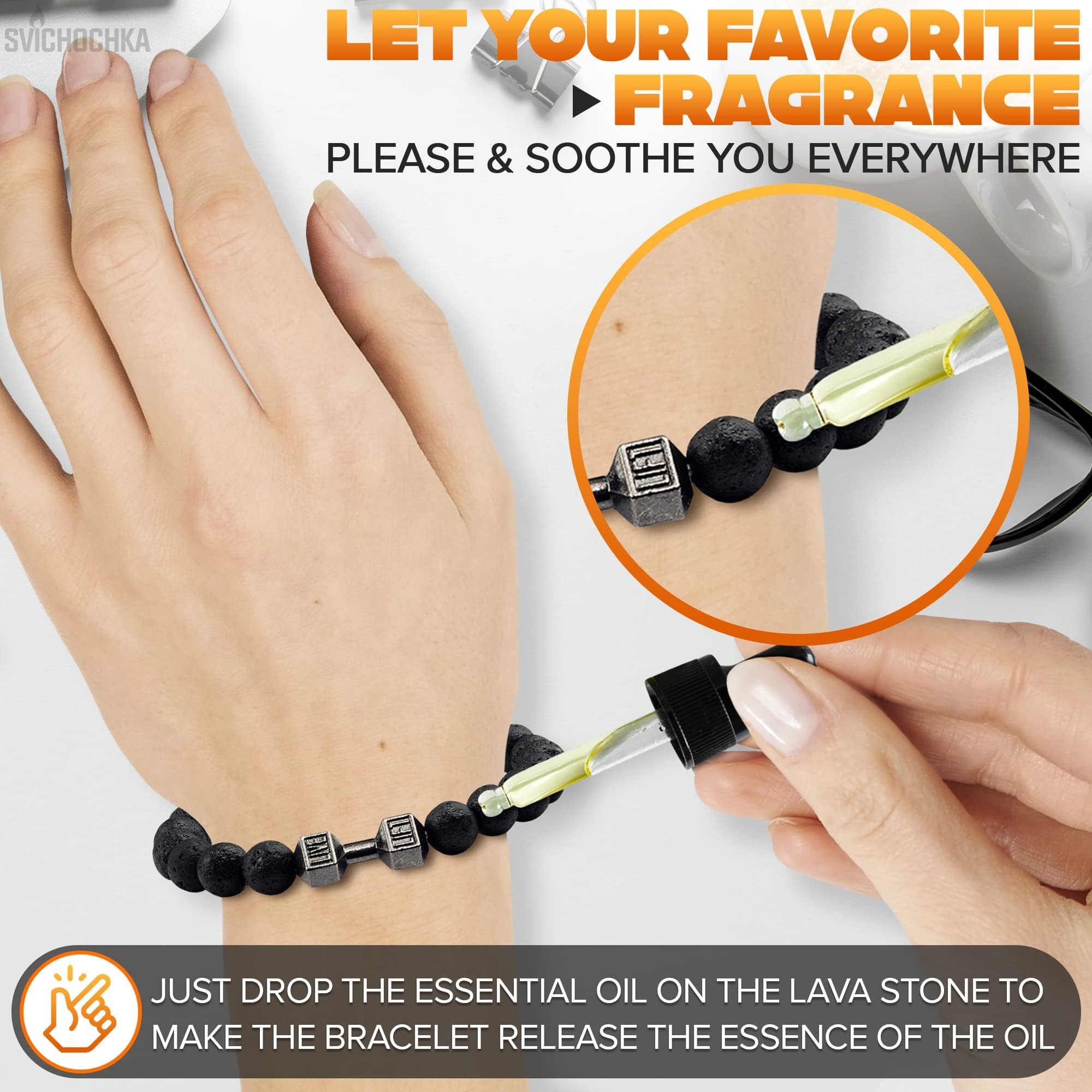 Lava Rock Bracelets for Men - 8mm Beaded Bracelets for Men Trendy Lava Rock Bracelet for Men Matching Bracelets Men Beaded Bracelet - Mens Bracelet Pack Bead Bracelet Men Women Dumbbell Bracelet