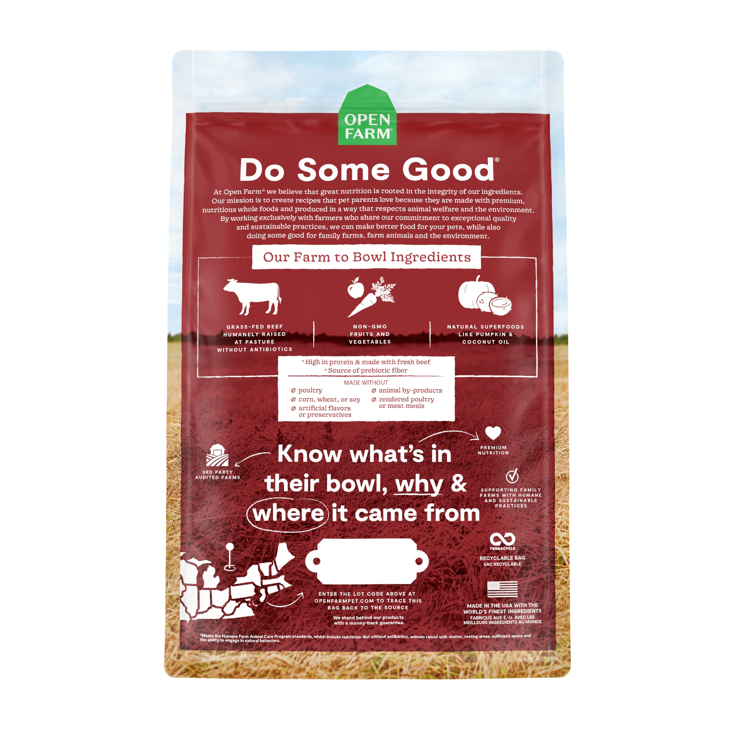 Open Farm Grain-Free Dry Dog Food with Ethically Sourced Ingredients, Non-GMO Veggies & Superfoods to Support Overall Health, Grass-Fed Wagyu Beef Recipe, 22lb Bag (352oz Bag)