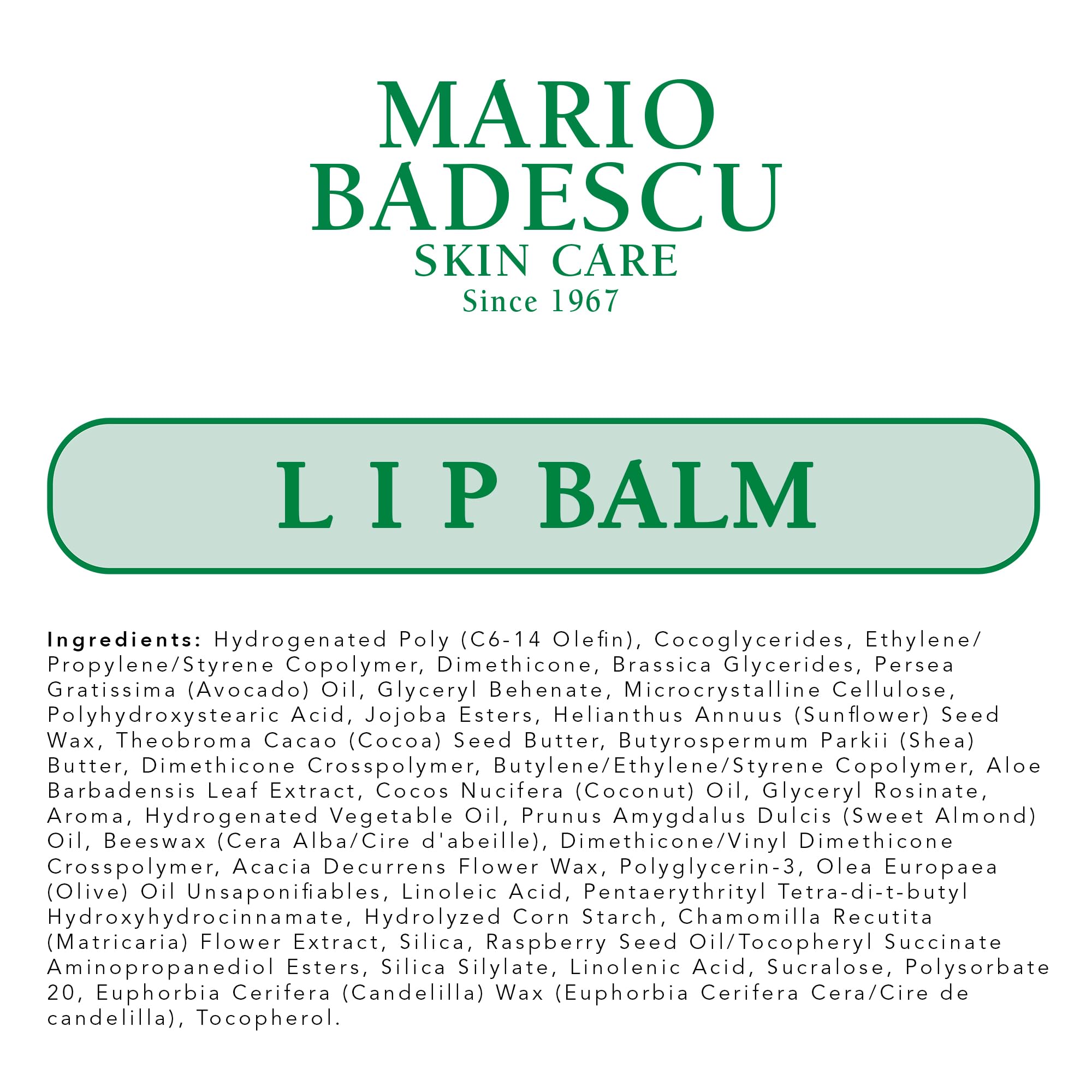 Mario Badescu Moisturizing Original Lip Balm for Dry Cracked Lips, Infused with Coconut Oil and Shea Butter, Ultra-Nourishing Care Moisturizer for Soft, Smooth and Supple Feel, 0.35 Oz