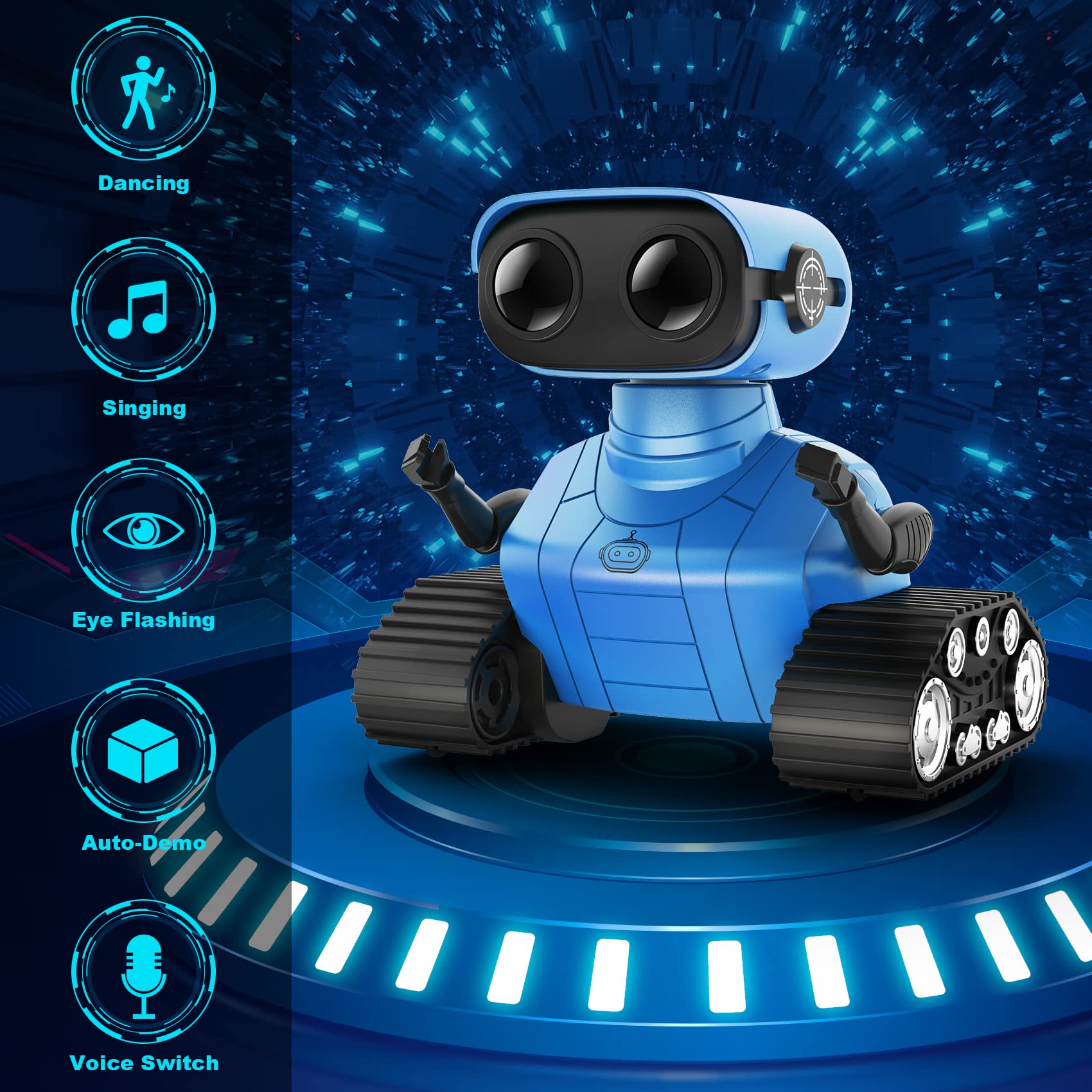 Hamourd Robot Toys for Boys Girls, Rechargeable Remote Control Emo Robots with Auto-Demonstration, Flexible Head & Arms, Dance Moves, Music, Shining LED Eyes for 5+ Years Old Kids