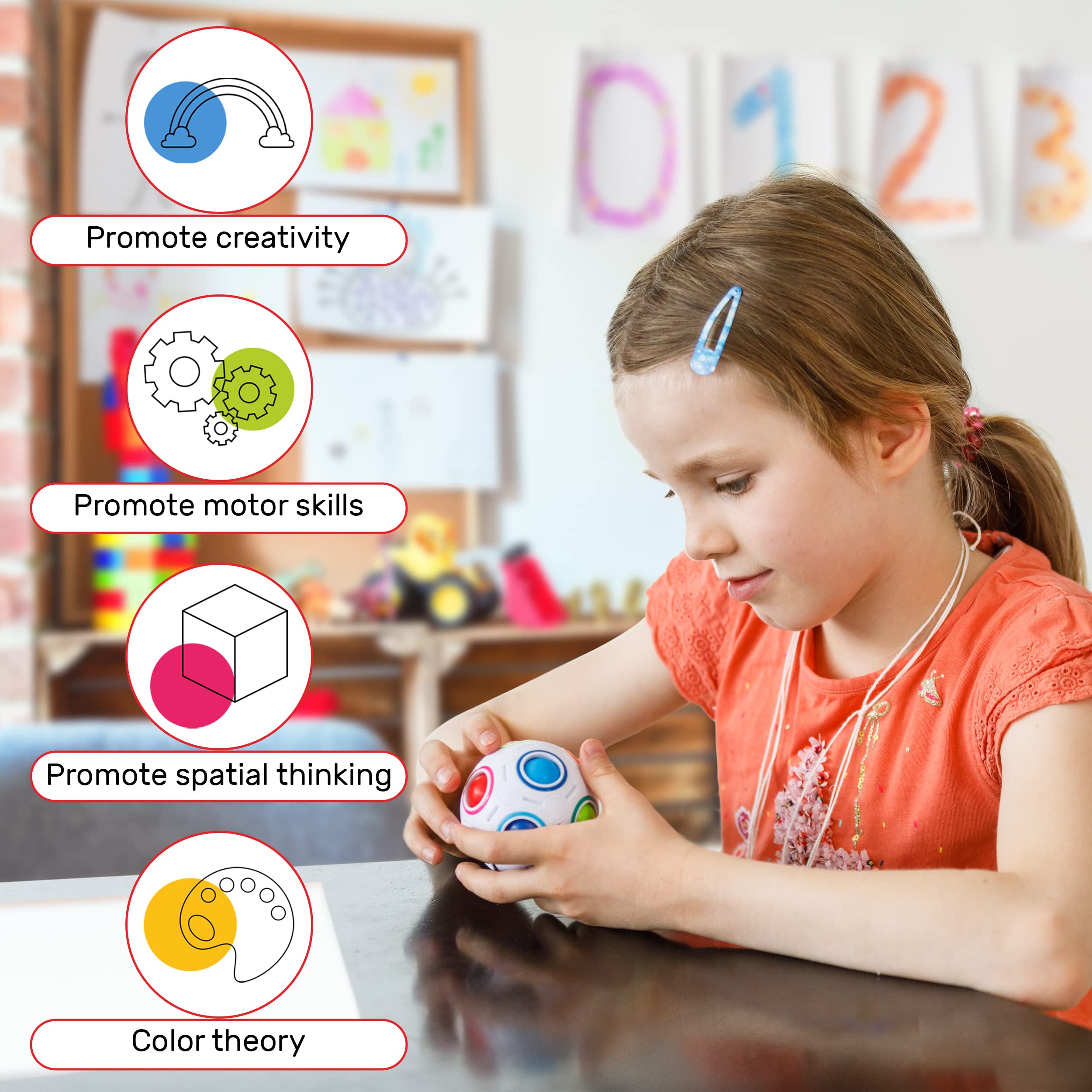 CUBIDI® Original Rainbow Puzzle Ball I Brain Teasers for Kids Ages 6-10 I for Boys and Girls 6+ Years I Travel Toy for Children | Fidget Ball Magic Ball