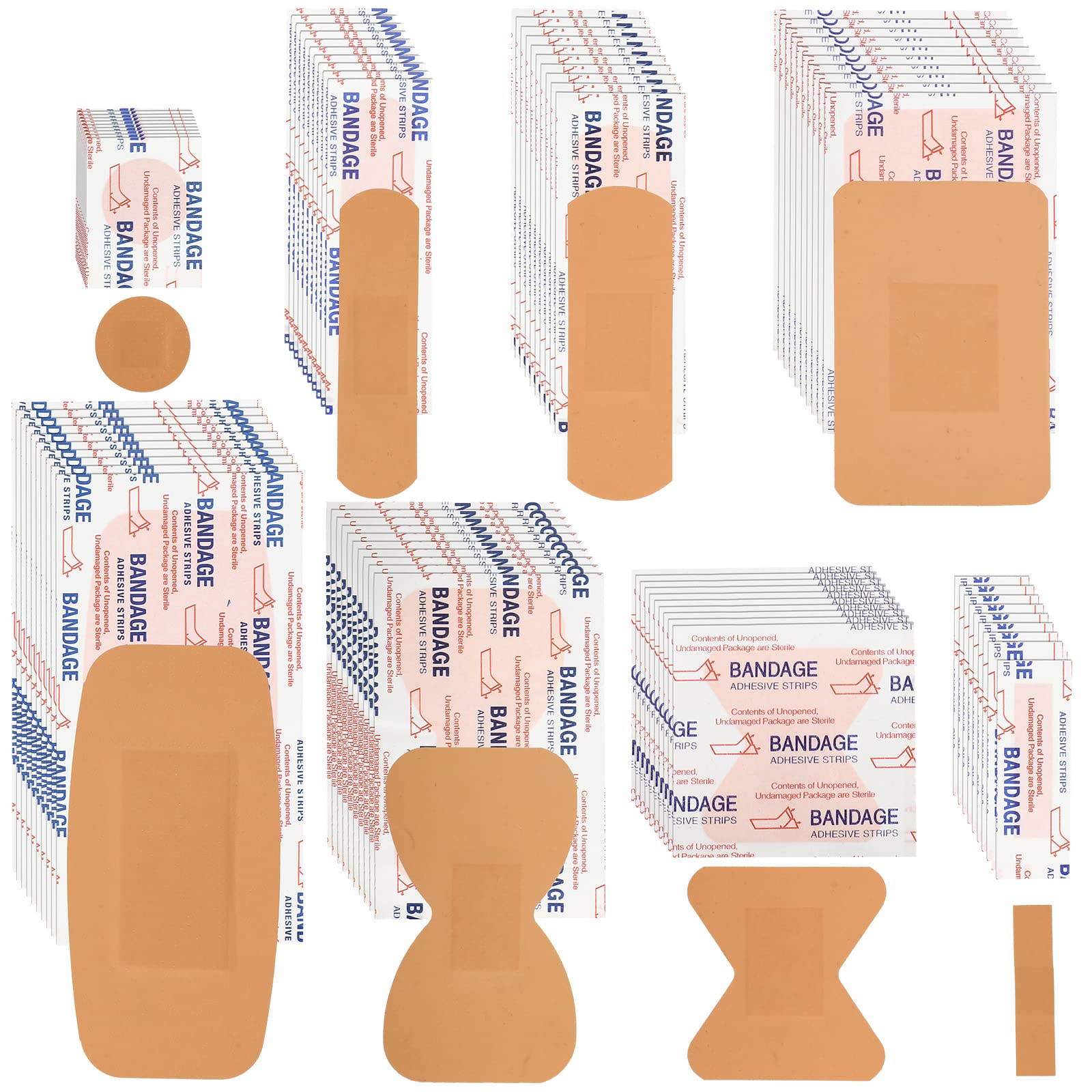 Lounsweer 720 Pcs Variety Bandages Pack Assorted Sizes Fingertip Bandages Waterproof Bandages Breathable Adhesive Bandages Bulk for First Aid Wound Care Scrapes Blister (Fresh Color)