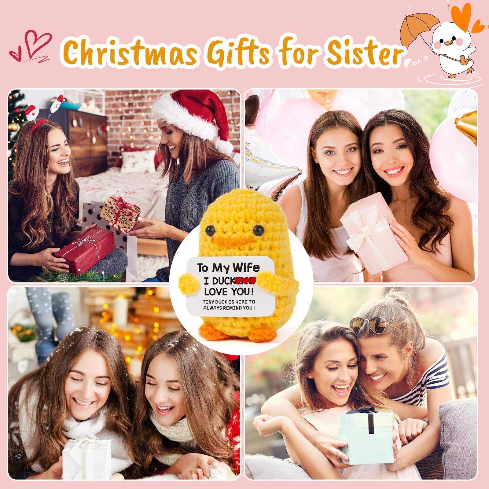 MBL Sister Birthday Handmade Funny Cute Small Duck for Sisters Sis Big Little Sister from Sister Birthday Christmas Stocking Stuffers White Elephant Valentine's Day Gift