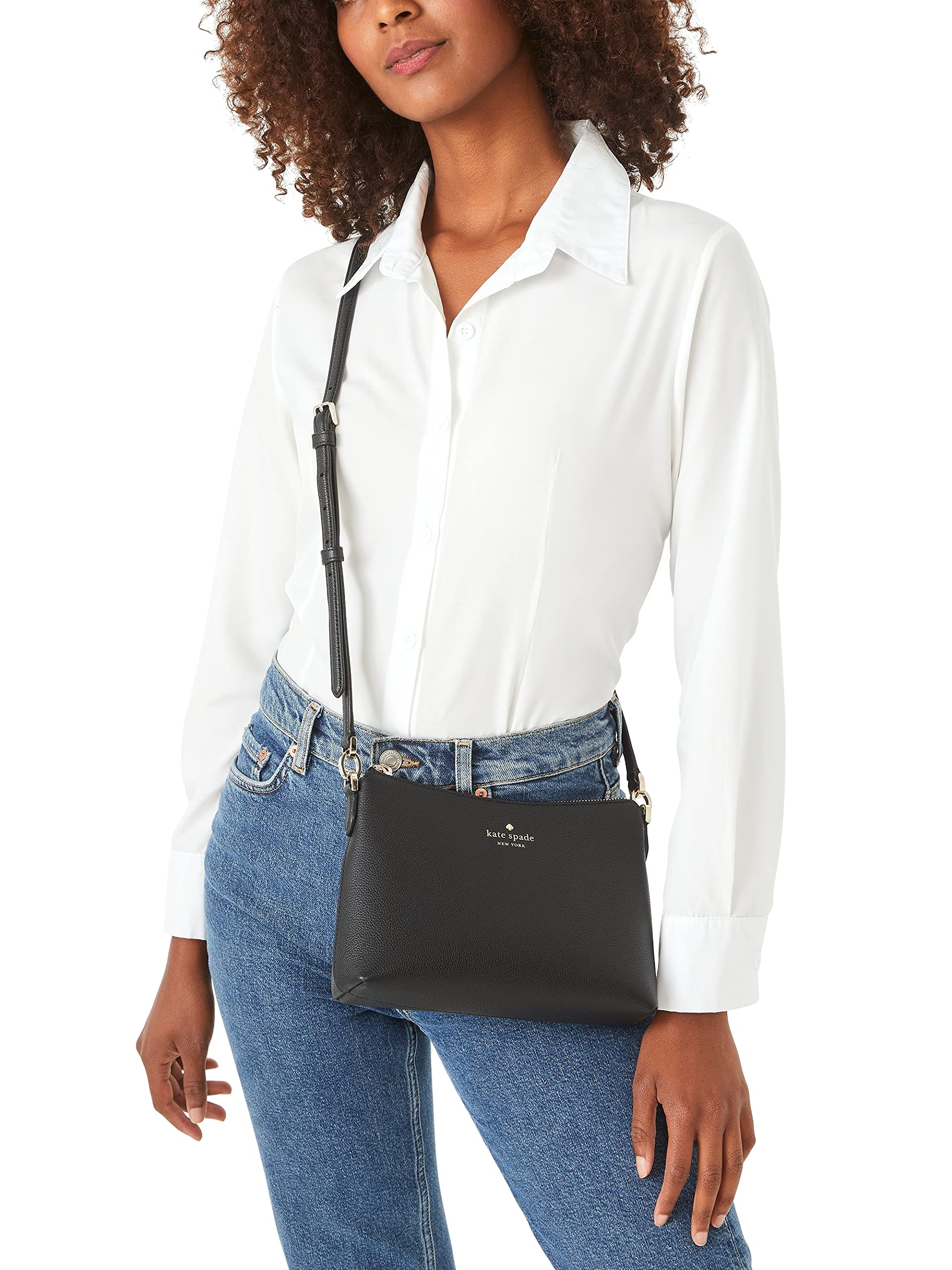 Kate Spade Bailey Textured Leather Crossbody Bag Purse Handbag (BLACK)