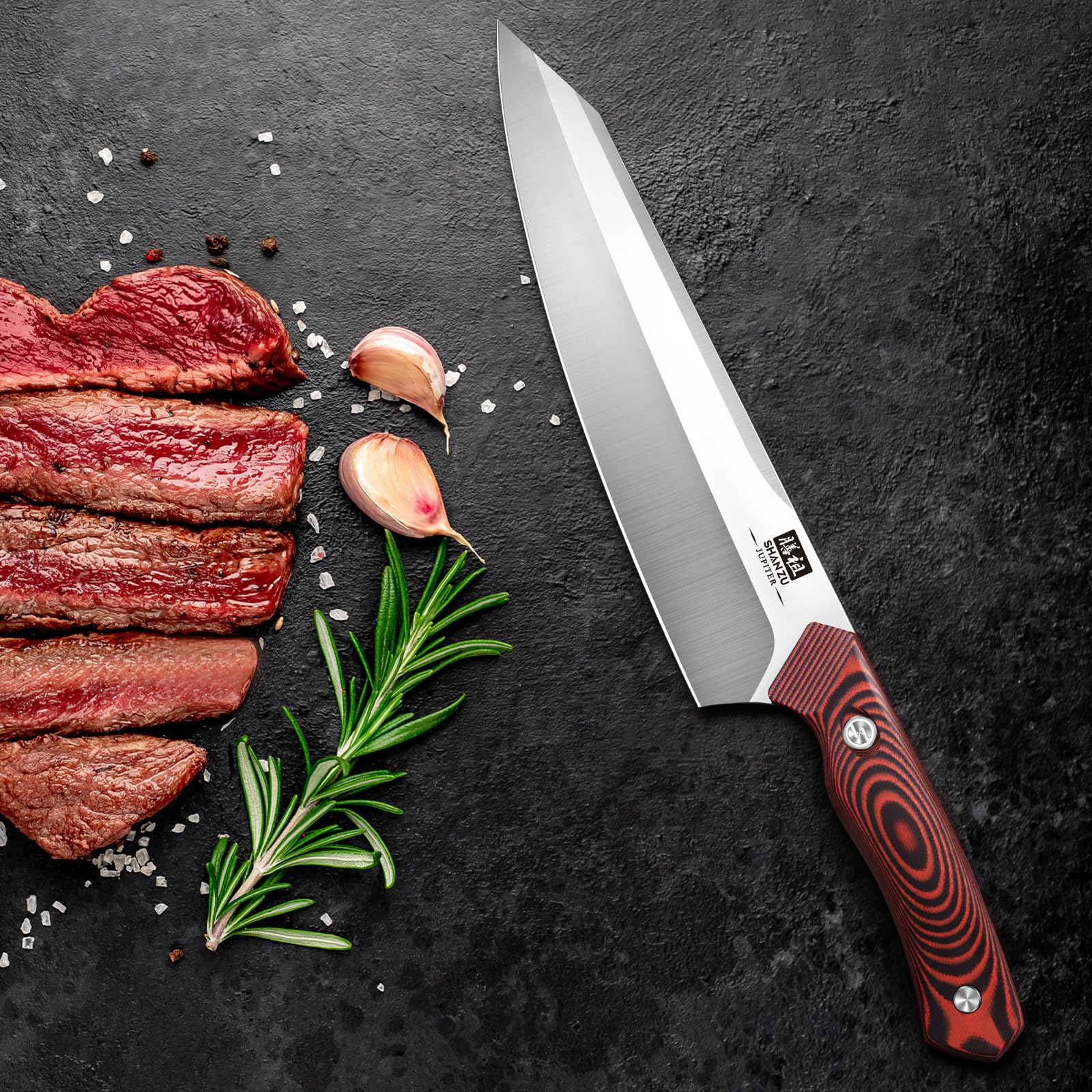 SHAN ZU Kitchen Knife, Swedish Steel 14C28N Chef's Knife High-Class Professional Europe Style 8 inch Cooking Meat Vegetable Kitchen Knives, Ultra Sharp Chef Knife with Upgraded Two-tone G10 Handle