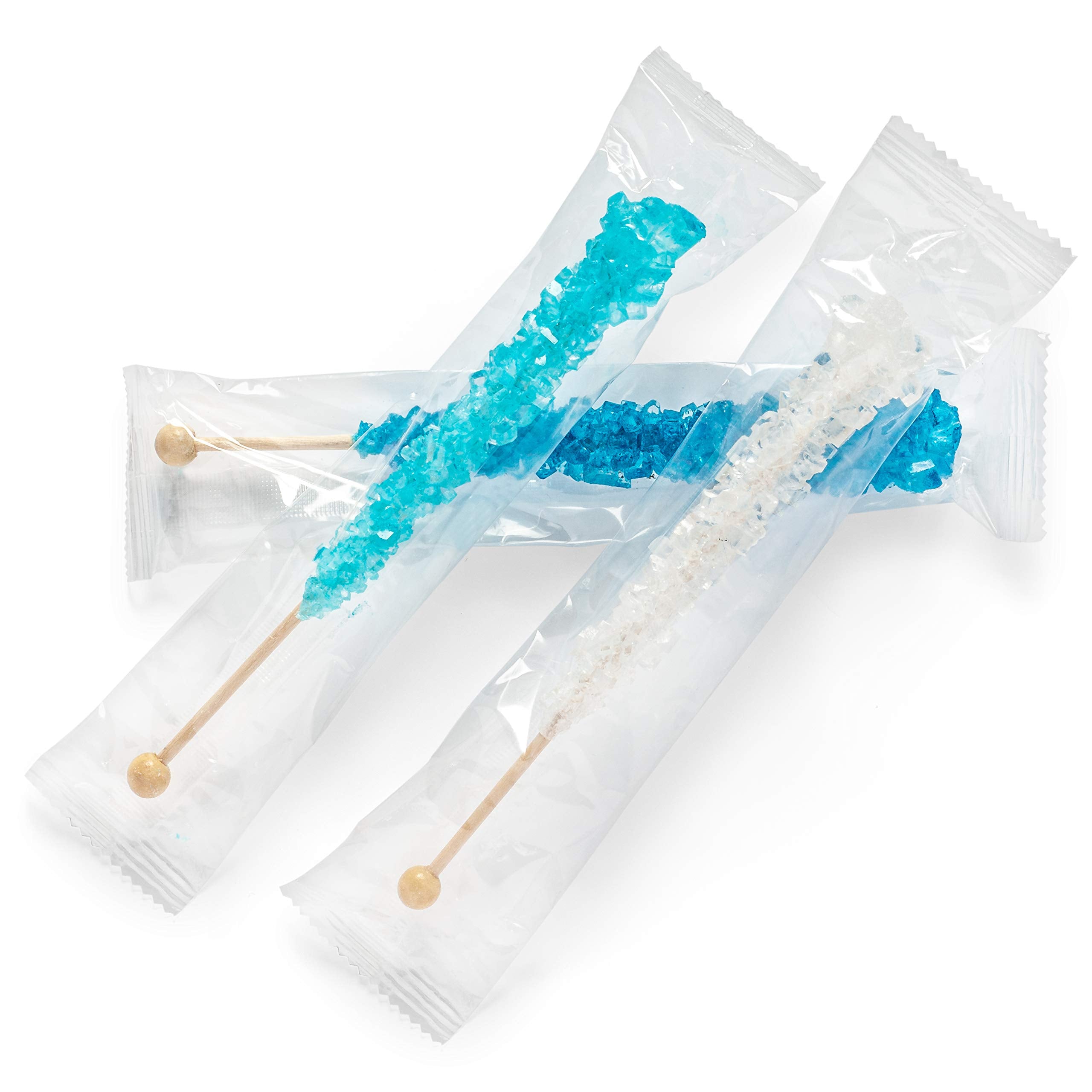 Candy Envy - Frozen Ice Rock Candy Sugar Sticks - 36 Individually Wrapped Party Treats & 4 Wands