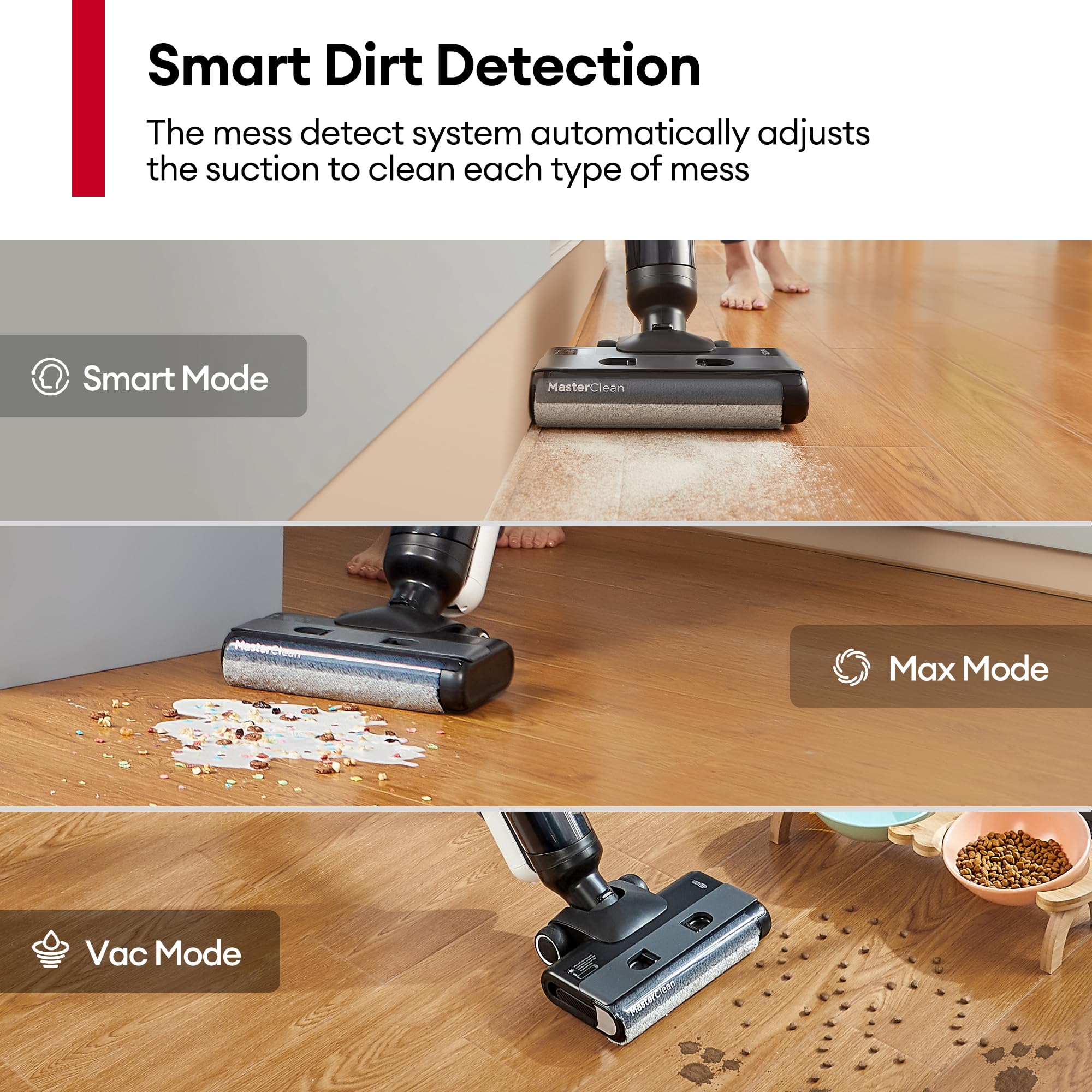 Ultenic Cordless Vacuum Mop All in One Combo, Wet Dry Vacuum Cleaner with Self-Cleaning, Long Runtime, Smart Mess Detection, LCD Display, Great for Hard Floors and Sticky Messes, AC1 Elite