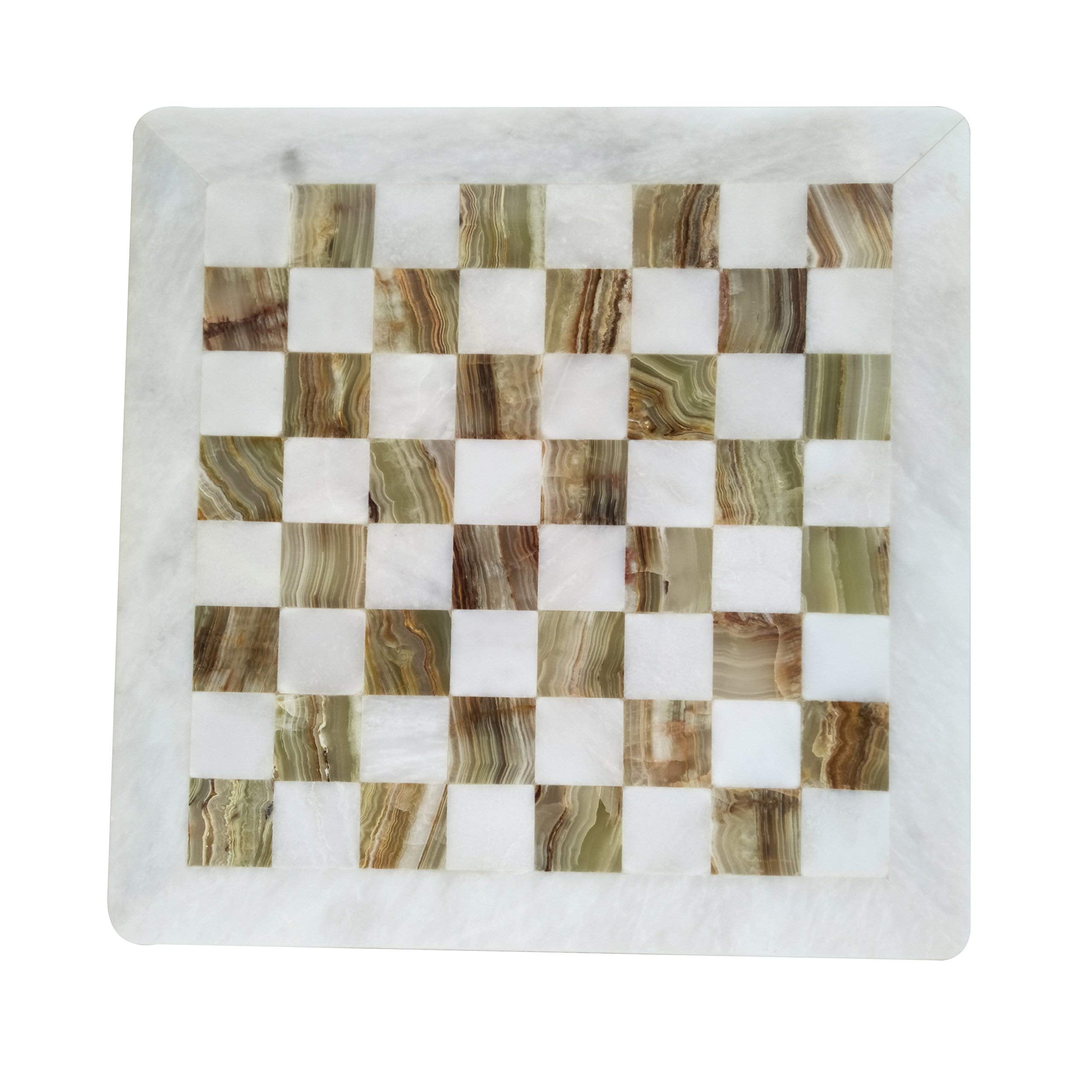 Handmade Staunton White and Green Onyx Marble Chess Board Game Set - Best Board Games for Home Décor Gifts - Suitable for Table Décor - Non Go Board Game - Non Checker Board Game
