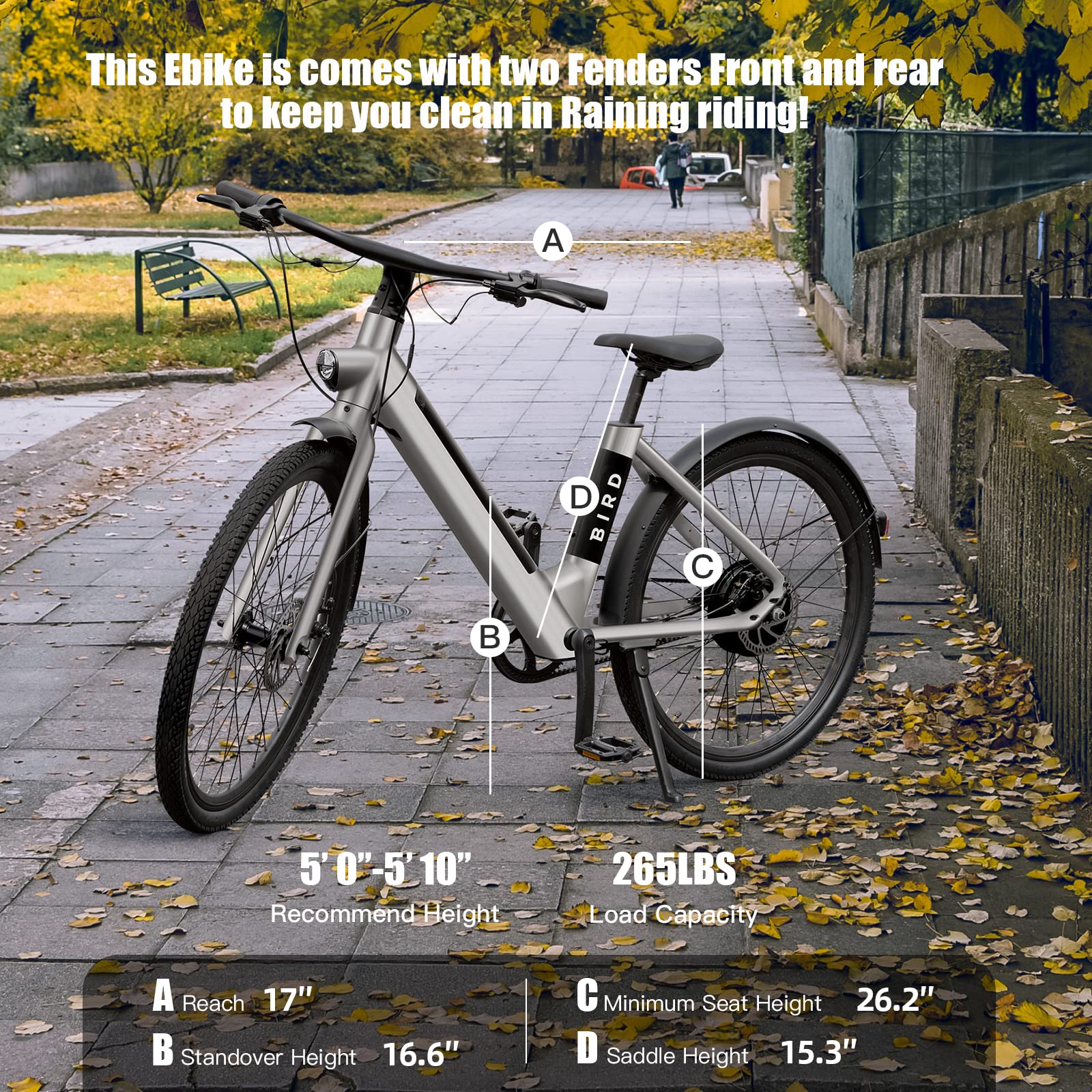 Bird Electric Bike for adults 500W Motor, 20MPH EBike woman with 36V Removable Battery- LCD Display, Disc Brake, 26" Tire, manual throttle, Carbon Belt Drive, Adults Electric Commuting Bicycle Gray