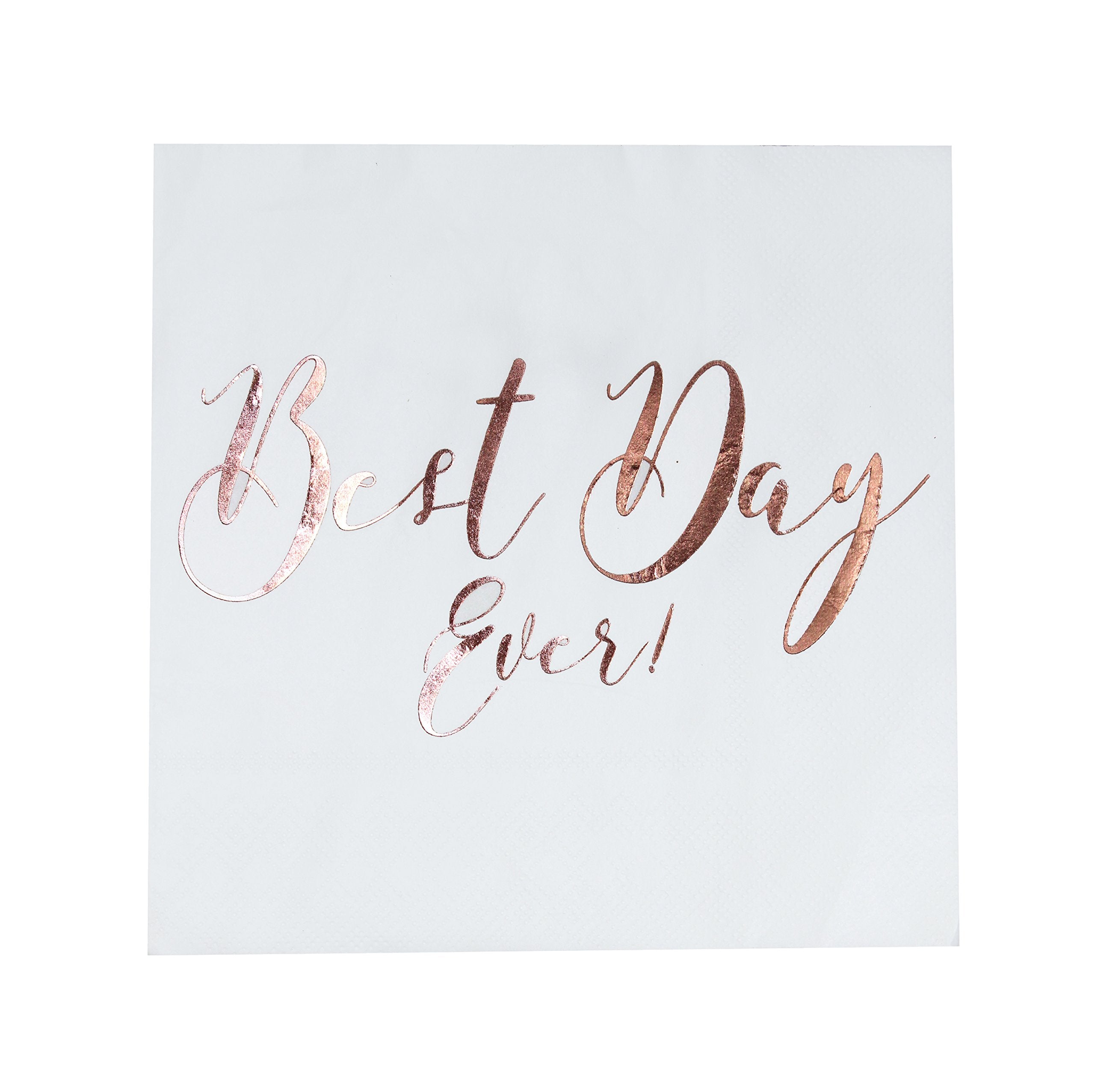 Ginger Ray Best Day Ever Rose Gold Paper Napkins Pack Of 20 - Beautiful Botanics