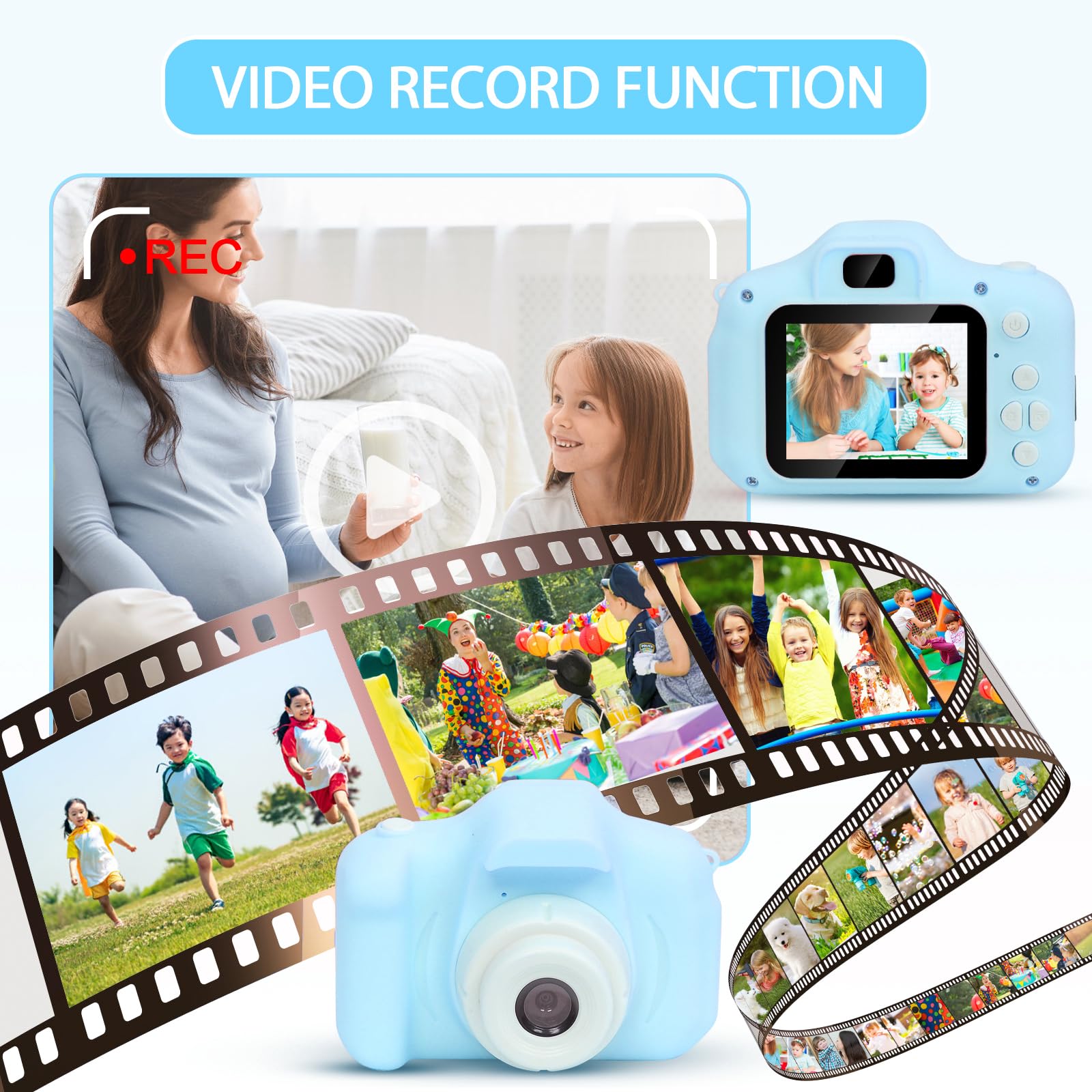 Lmgy Kids Camera - HD Autofocus, 13MP, 1080P Video, 2000 Photos, Fun Frames,Games for Girls, Toddlers - Birthday Gift, Kids Toys-Blue