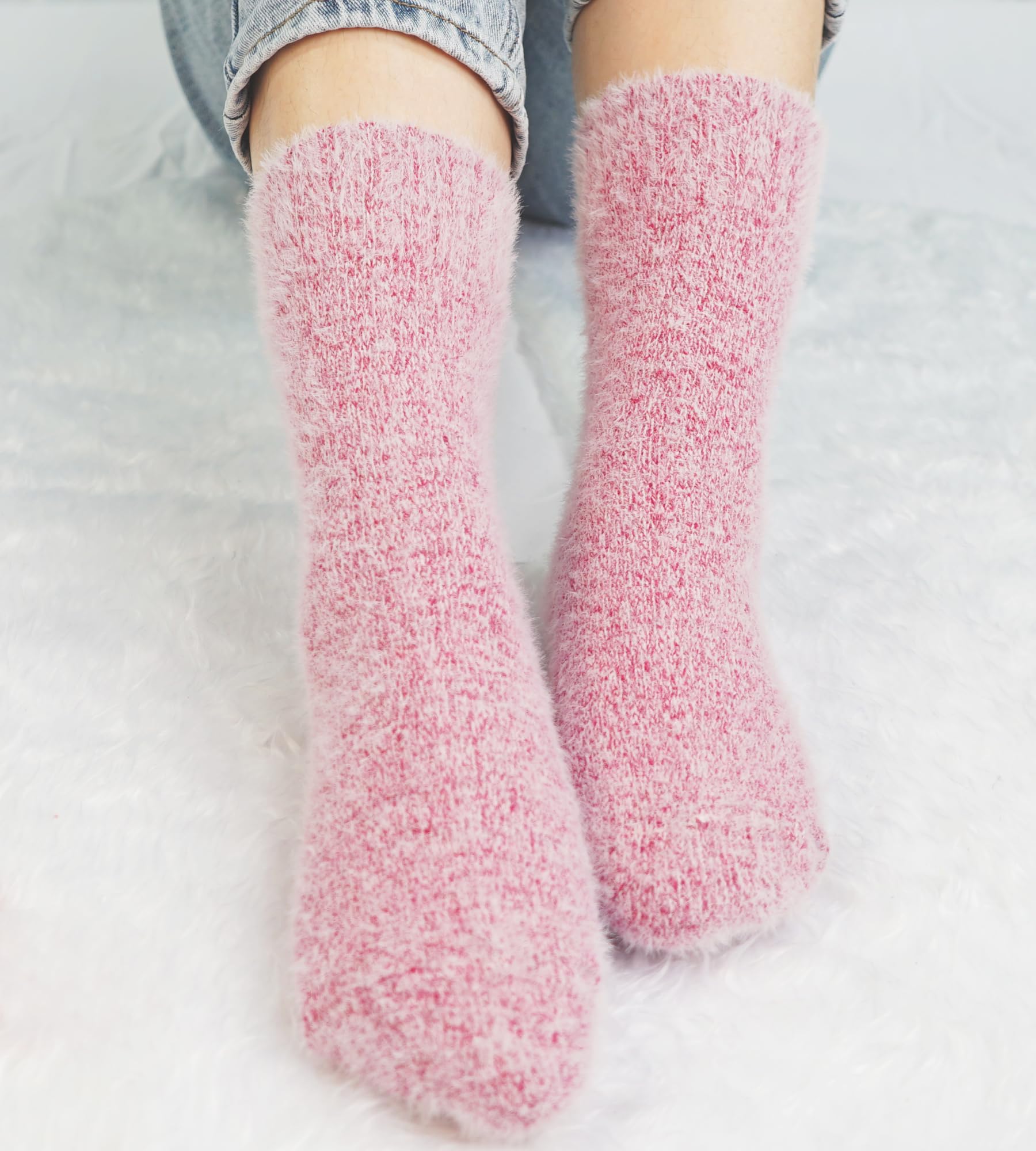 SISOSOCK Fuzzy Socks for Women Cozy Soft Warm Socks Casual Home Sleep Comfy Socks 5 Pack Winter Socks Gifts for Women