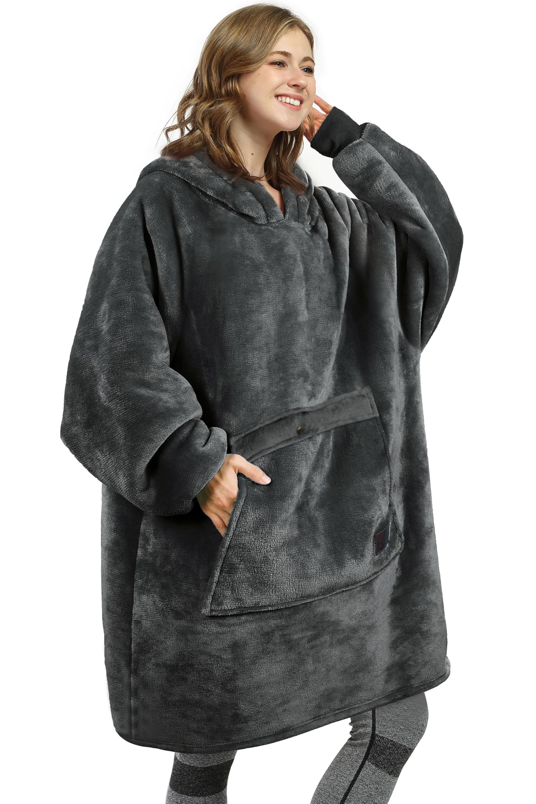 Catalonia Oversized Wearable Blanket Hoodie Sweatshirt, Comfortable Sherpa Lounging Pullover for Adults Men Women Teenagers Wife Girlfriend Gift