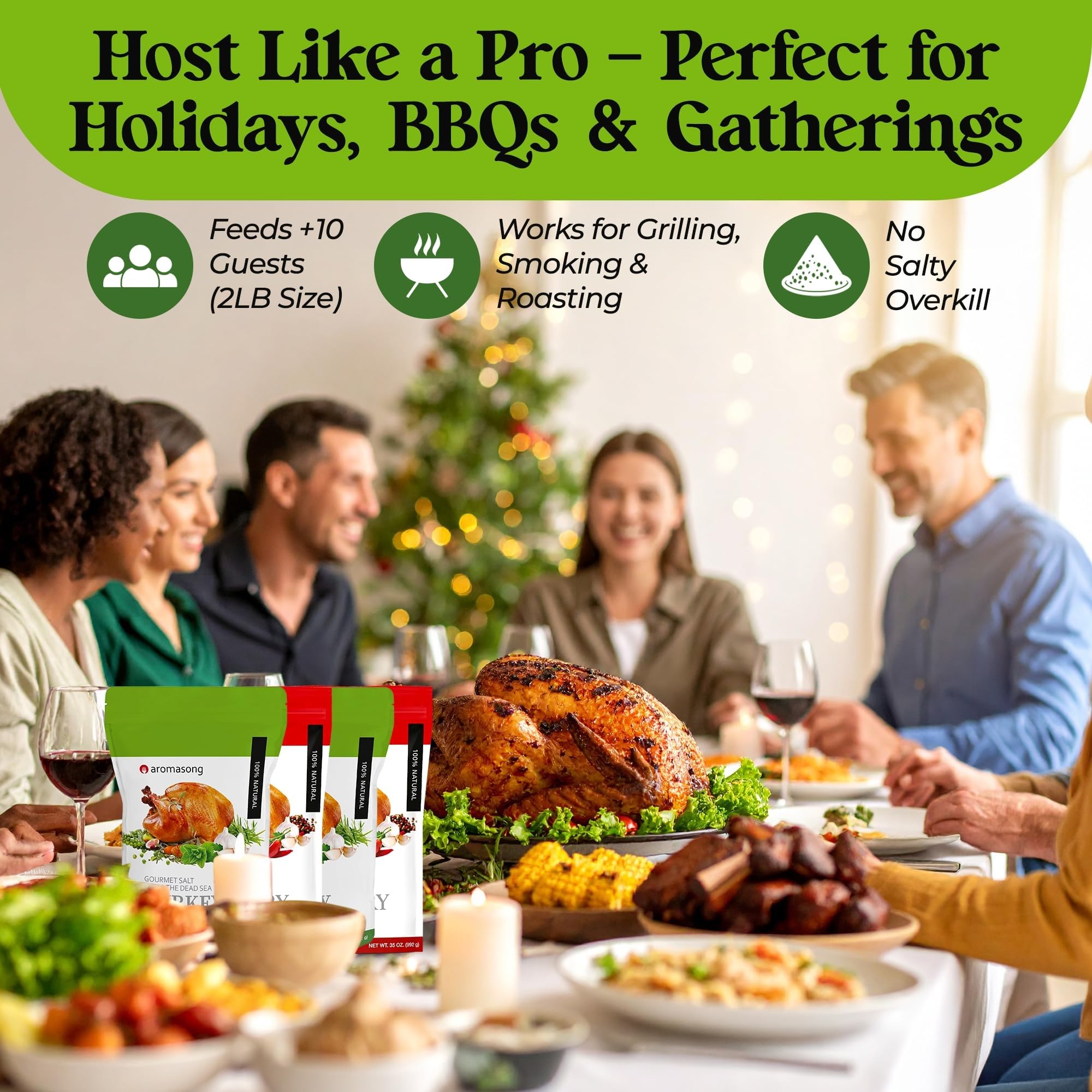 Aromasong Turkey Brine - 100% Natural - 1 LB Pack of 2 - For Wet & Dry Brining. (Herbs De Provence seasoning) for Whole, Smoked, Oven-Roasted or Fried Turkey - Made in USA