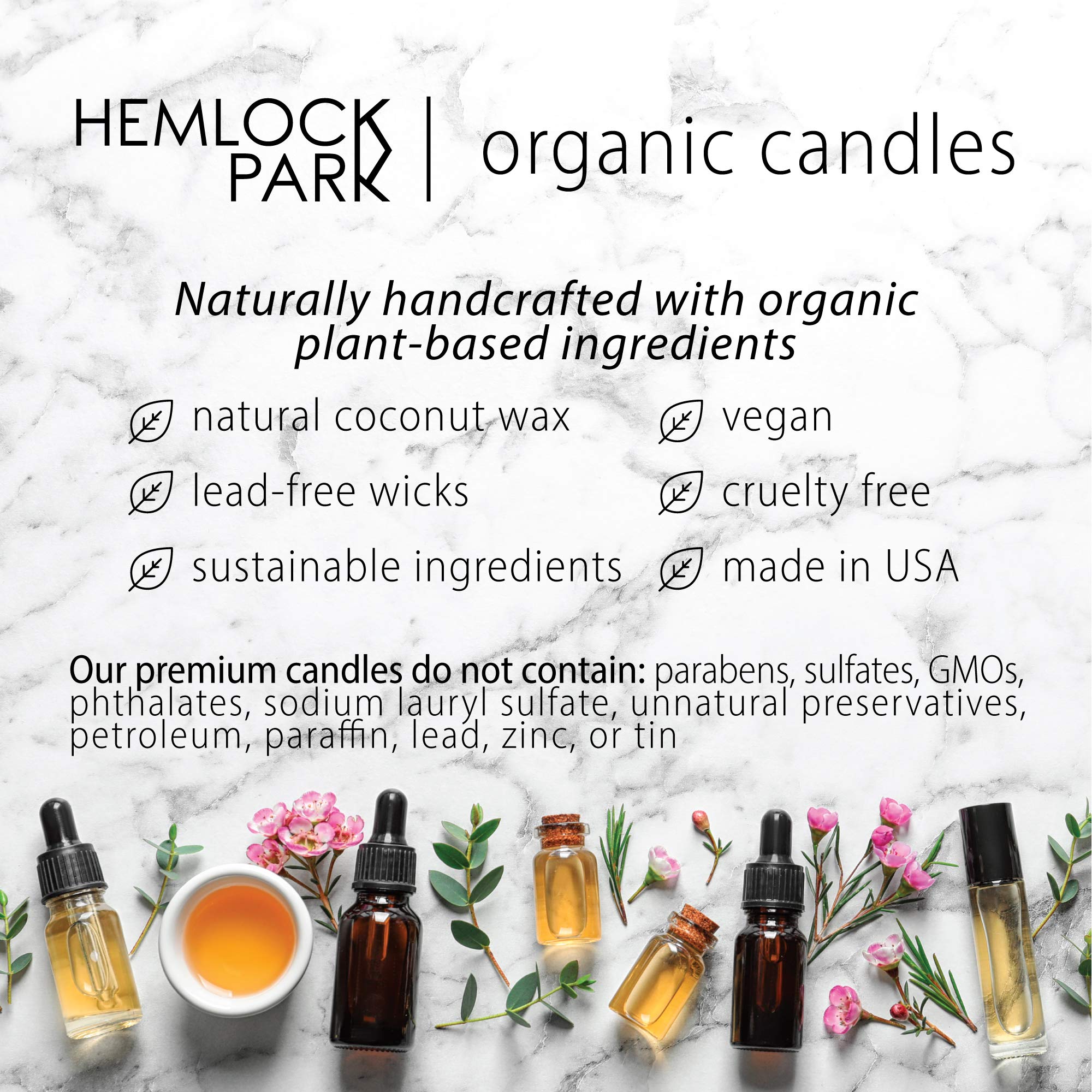 Hemlock Park Crackling Wood Wick Candle Handcrafted with Natural Coconut Wax and Essential Oils (Standard 8 oz, Palo Santo)