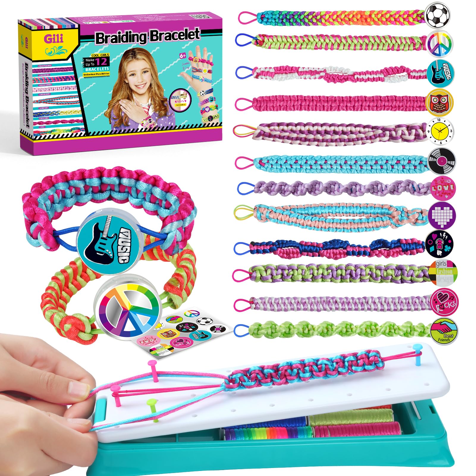 GILI Friendship Bracelet Making Kit for Girls Age 8-12 – DIY Arts and Crafts Toys – Best Christmas Birthday Gifts Ideas for Girls 7 8 9 10 11 Years Old