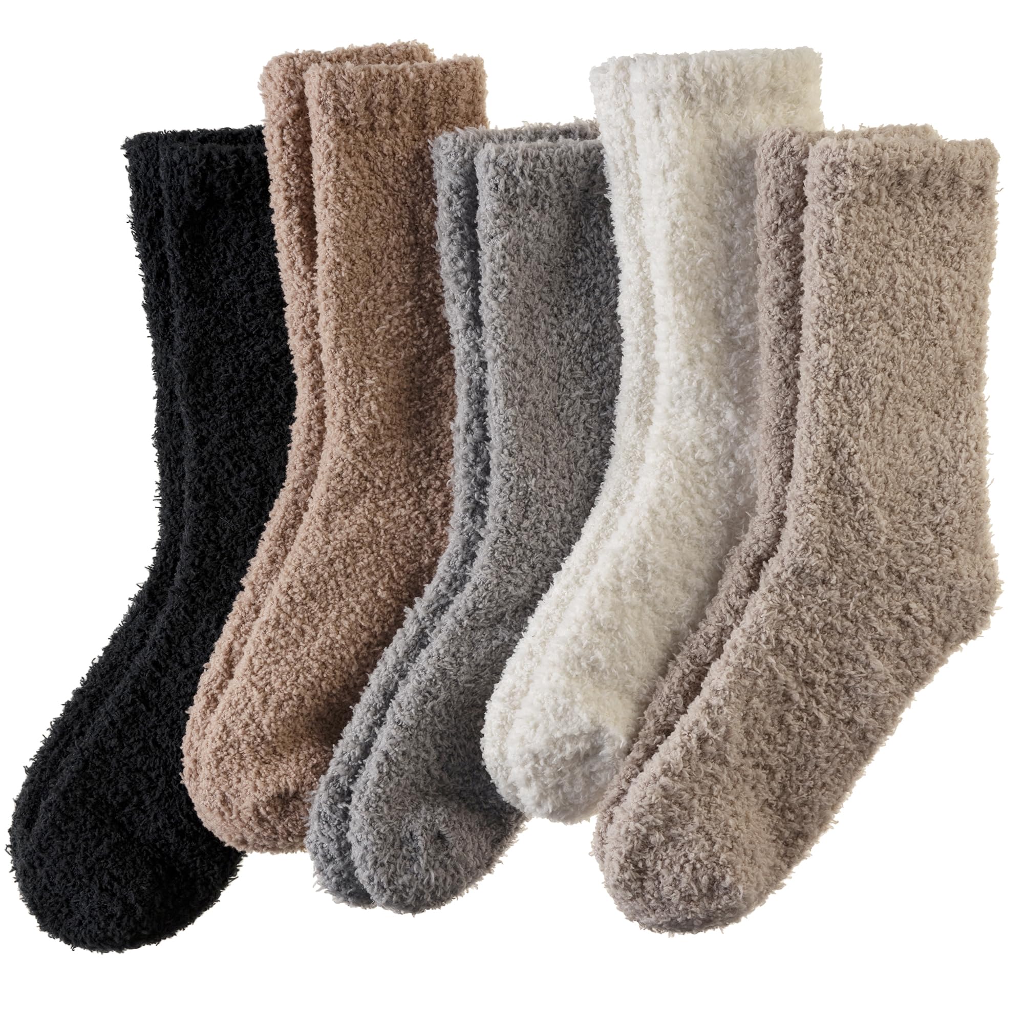 AMENLAN Women Fuzzy Slipper Socks Winter Microfiber Soft Cozy Plush Fluffy Socks Warm Comfy Thermal Home Sleeping Socks (Black/White/Grey/Khaki/Brown)