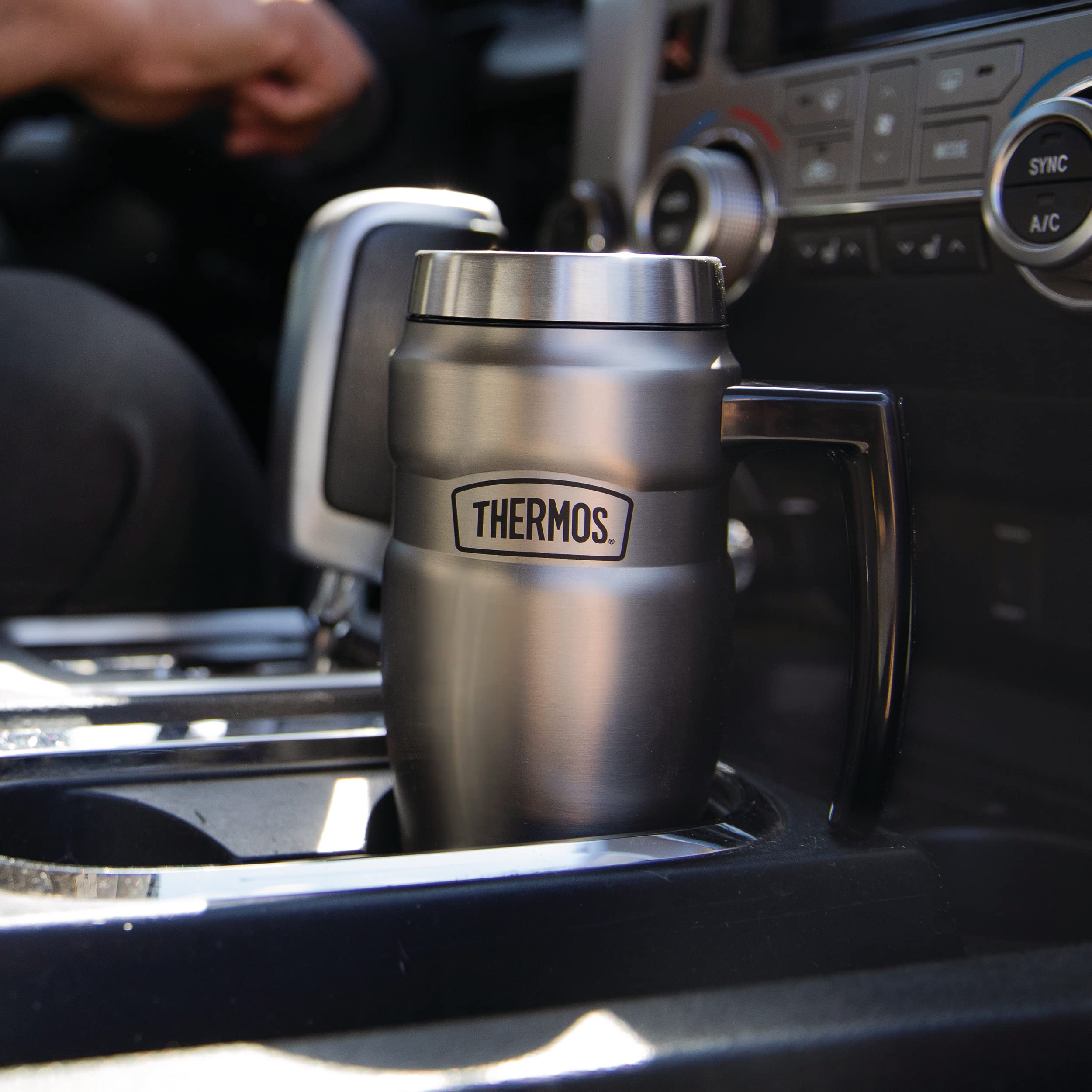 THERMOS Stainless King Vacuum-Insulated Travel Mug, 16 Ounce, Matte Stainless Steel