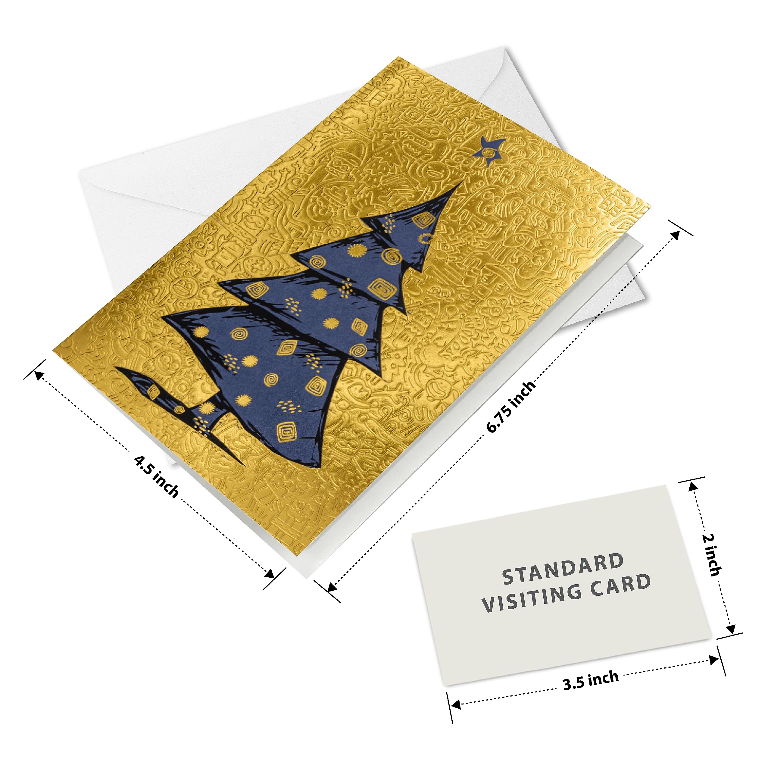 easykart labels 16 Christmas Greeting Cards with Gold Foiling & Embossing with Envelopes, Golden Mettalic 6.75 x 4.5 Inch Merry Christmas Cards with Seal Stickers For Friends, Family and loved Ones