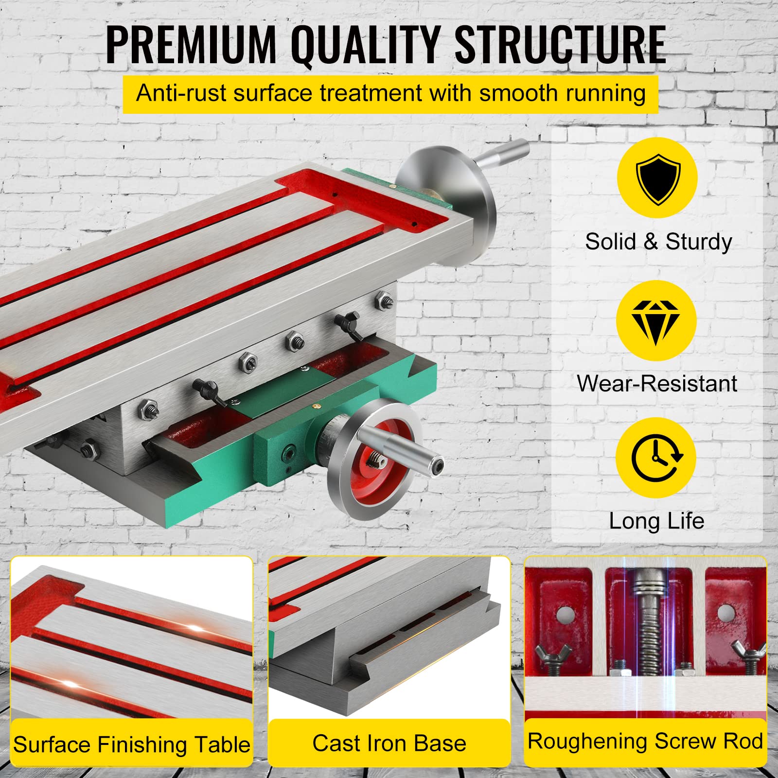 Mophorn Milling Working Table 17.7 X 6.7 Inch, Compound Milling Machine Work Table 2 Axis 4 Ways Move, Multifunction Milling Working Table Heavy-duty Structure,for Milling and Drilling Machine