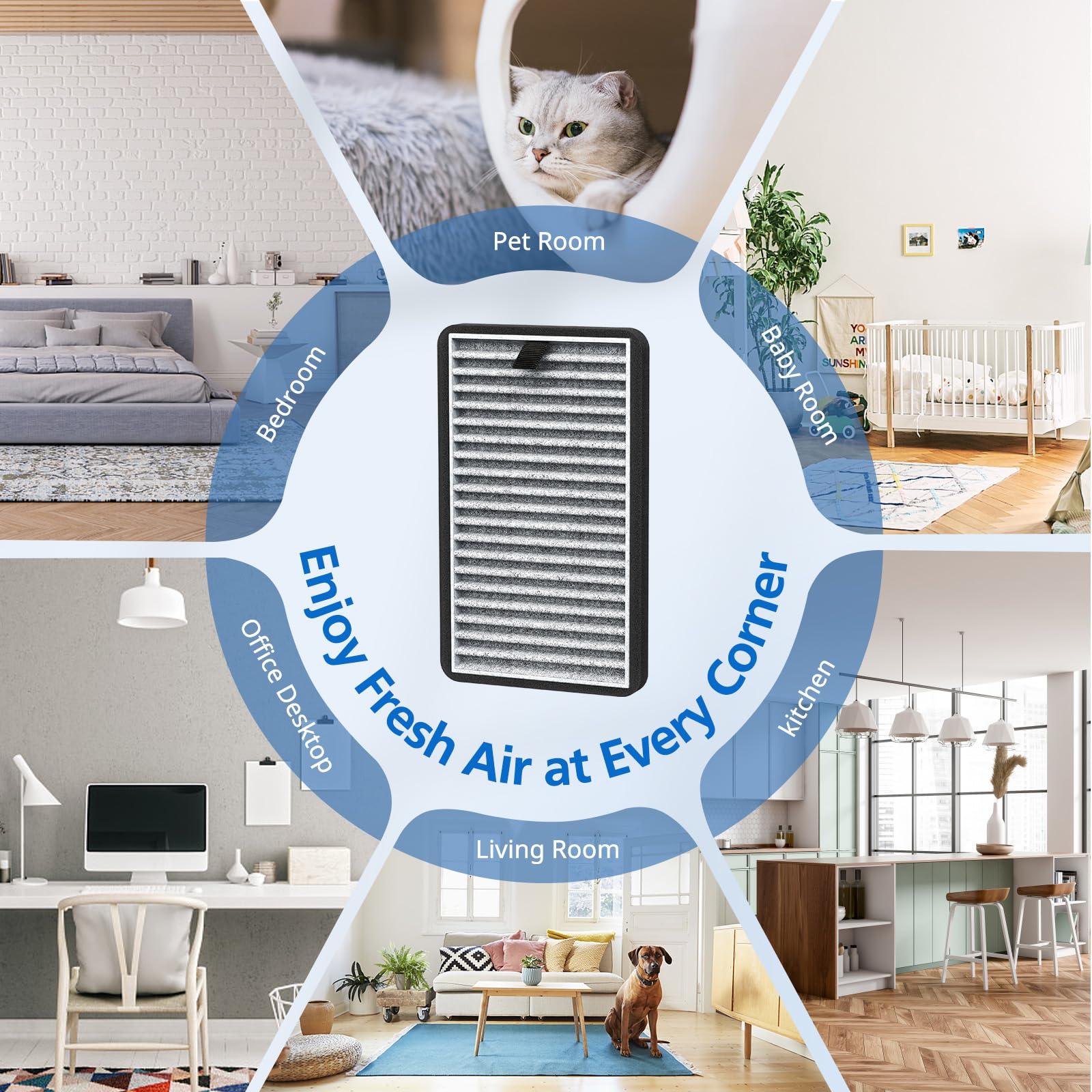8 Pack For DSTx HEPA + Carbon Filters Replacement Compatible with Clarifion DSTx Mini Personal Portable Air Purifiers for Home, Bedroom and Pets, Works for Dust, Smoke,Odors and Airborne Particles