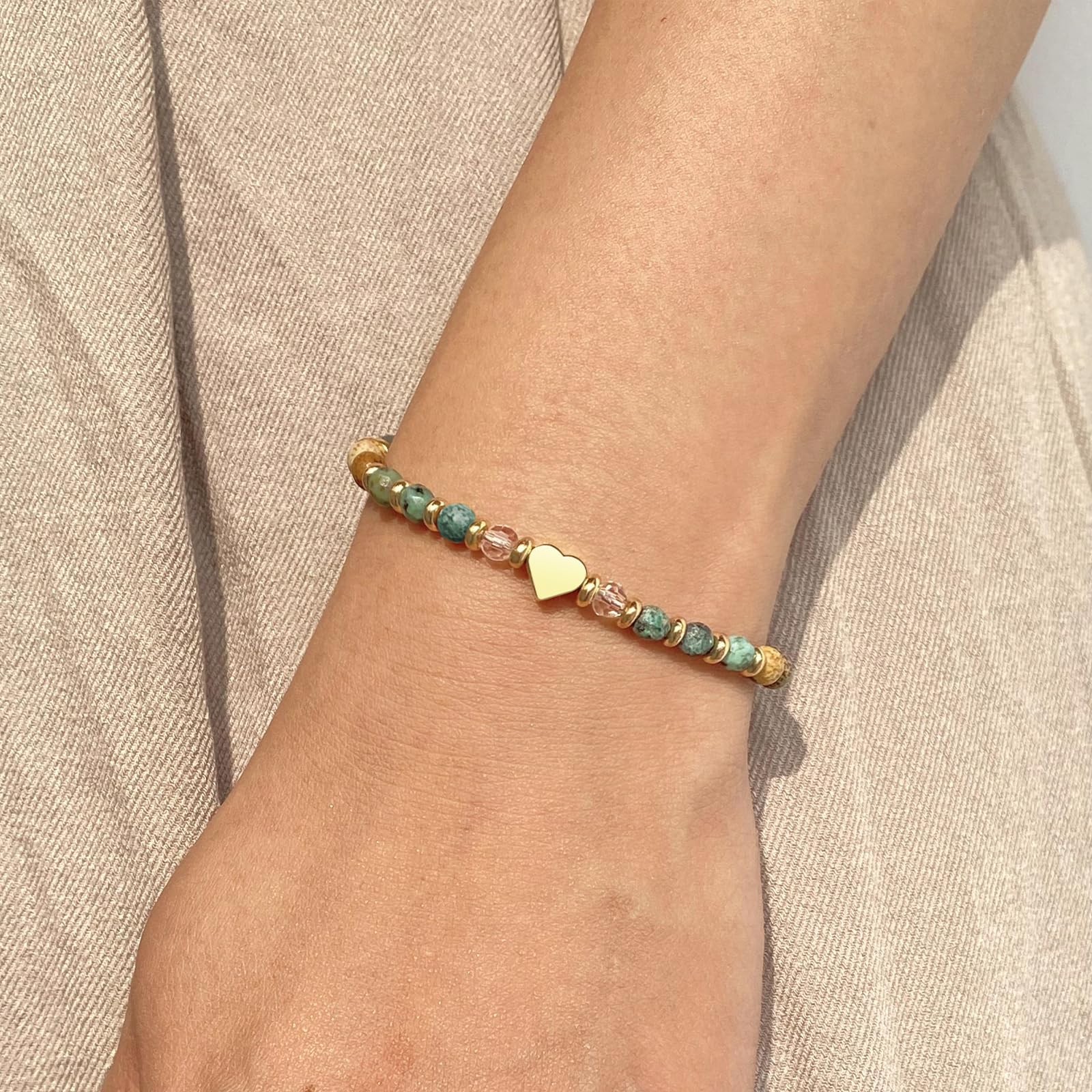 yupoxiu Inspirational Gifts for Women Birthday - Healing Natural Stone Bracelets, Thinking of You Get Well Soon Gifts for Women Friend Sister (A-Life is tough)