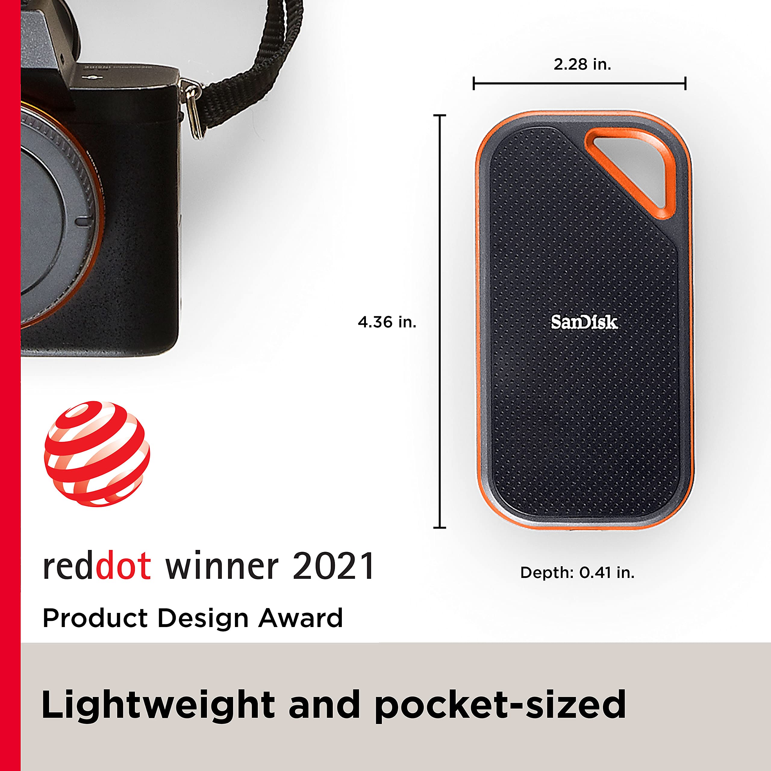 SANDISK 2TB Extreme PRO Portable SSD - Up to 2000MB/s - USB-C, USB 3.2 Gen 2x2, IP65 Water and Dust Resistance, Updated Firmware - External Solid State Drive - SDSSDE81-2T00-G25
