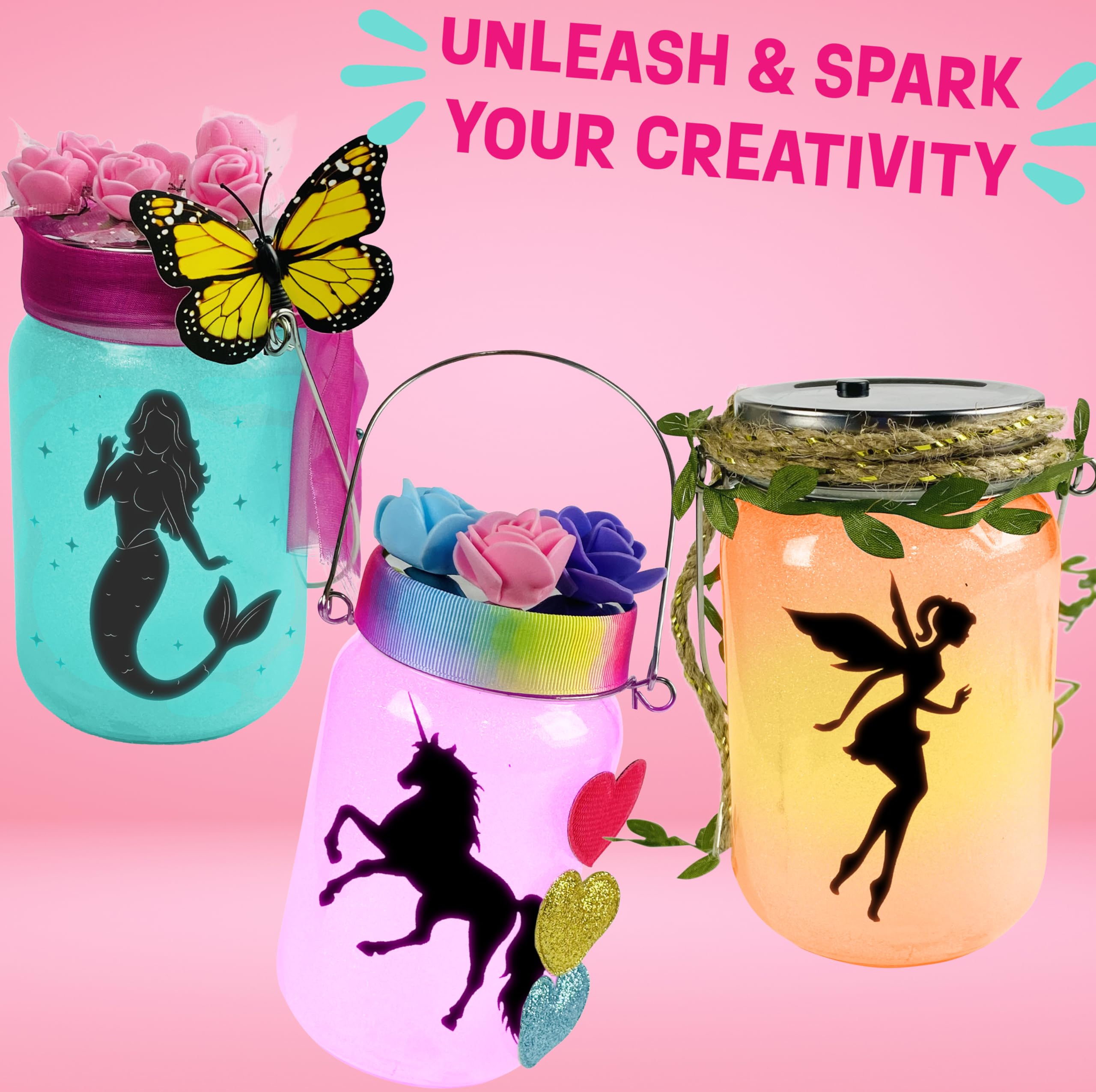 Light-up Unicorn Fairy & Mermaid Lanterns Craft Kit – Christmas Gifts for 8 9 10 11 12 Year Old Girls - Creative Art Girl Toys 8-10 Years Old and Up - Craft Kits for Girls Ages 8-12 - Tween Gift Ideas