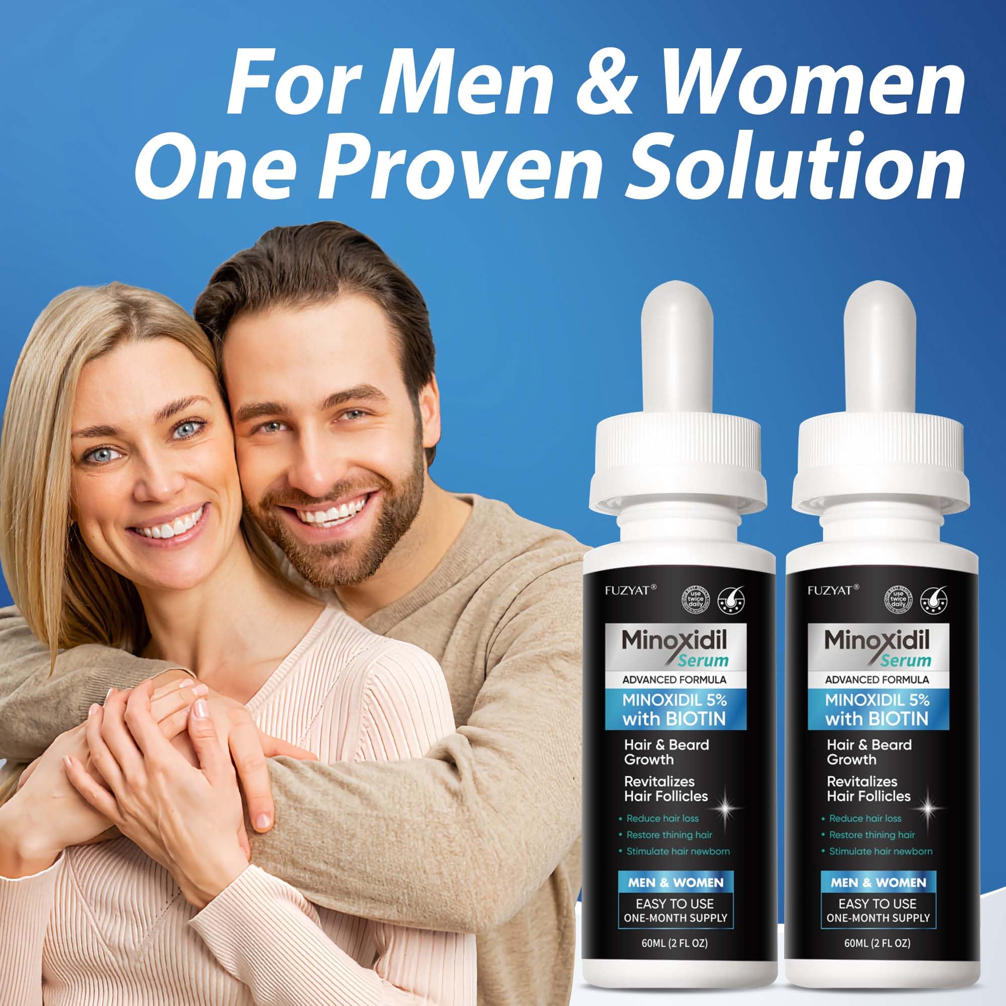 5% Minoxidil for Men, Minoxidil for Women Hair Growth Treatment, Beard Growth Serum, Biotin & Castor Oil Enriched,Strengthens Weak Roots, Repairs Thinning Hair (120ml)