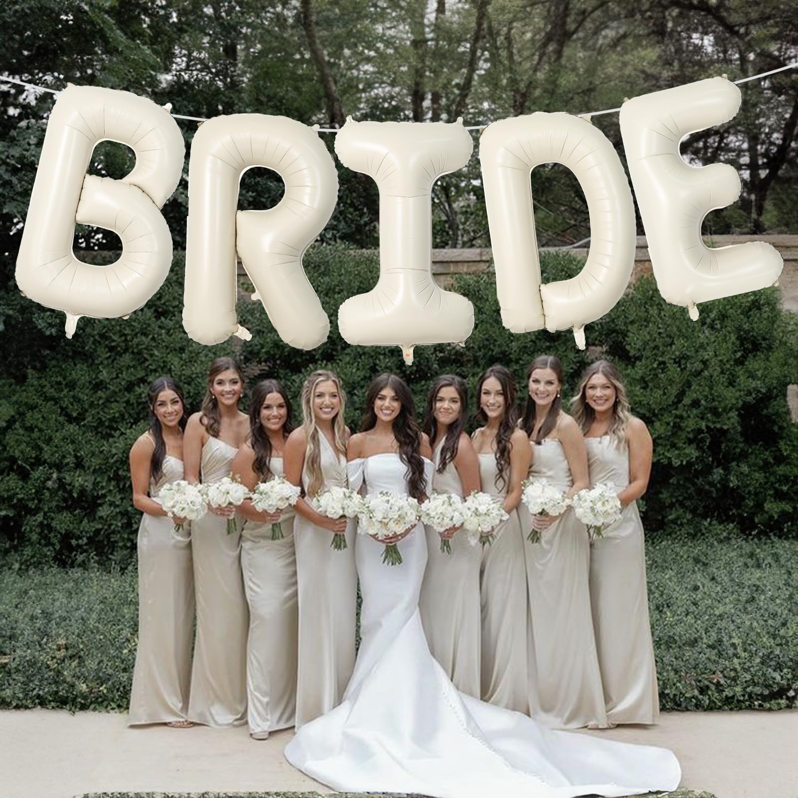 40 Inch Beige BRIDE Balloons Bachelorette for Bridal Shower, Large Cream White Sand Bride Mylar Foil Balloon Letter, Ivory Alphabet Balloon Banner for Wedding Engagement Bride To Be Party Decorations