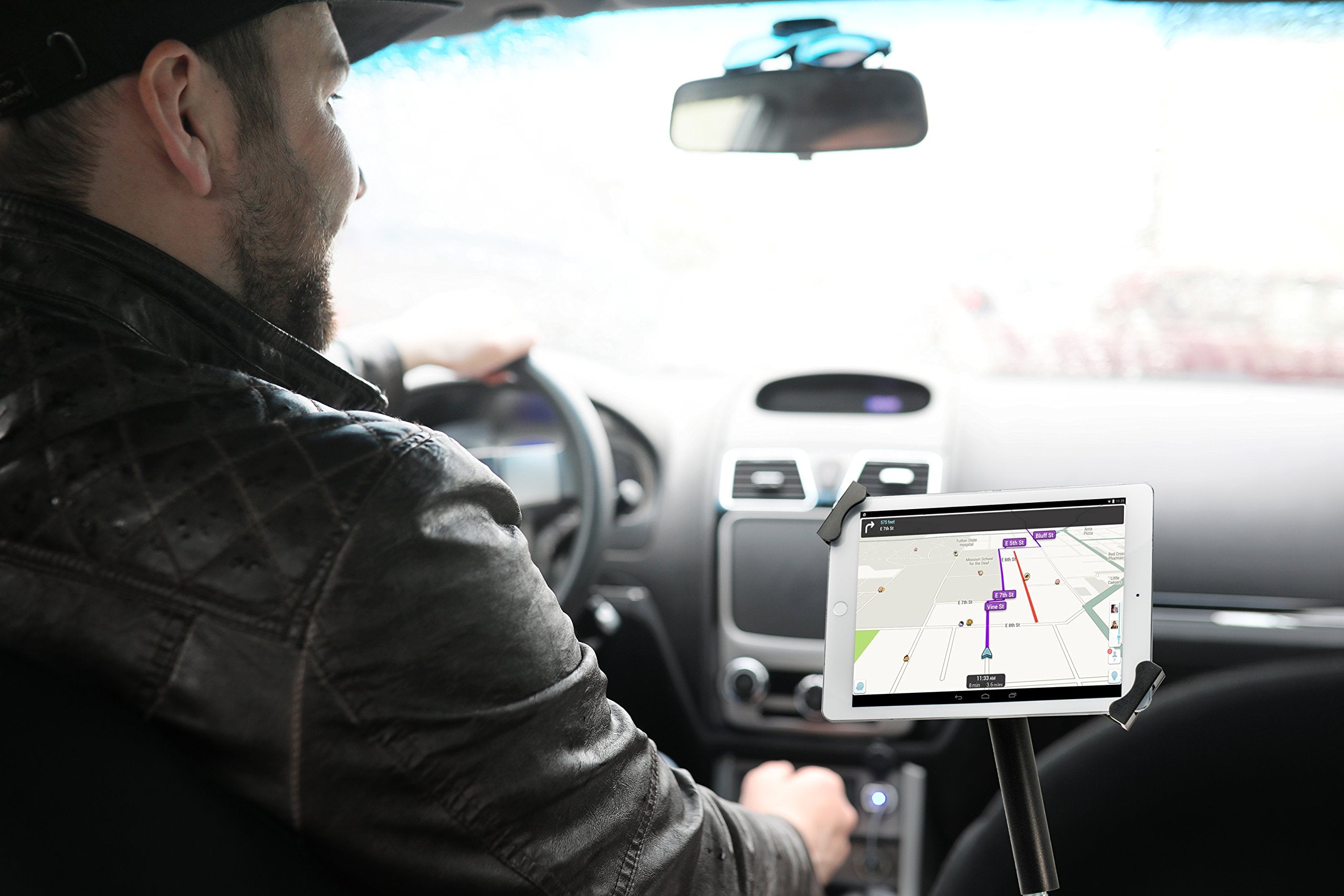 Multi-Flex Car Mount – CTA Flex Security Car Mount with Lock and Key Security Enclosure for iPad 10th Gen 10.9-inch | iPad 7th /8th /9th Gen 10.2-inch & Other 7-14-inch Tablets - Black (PAD-MFSCM)