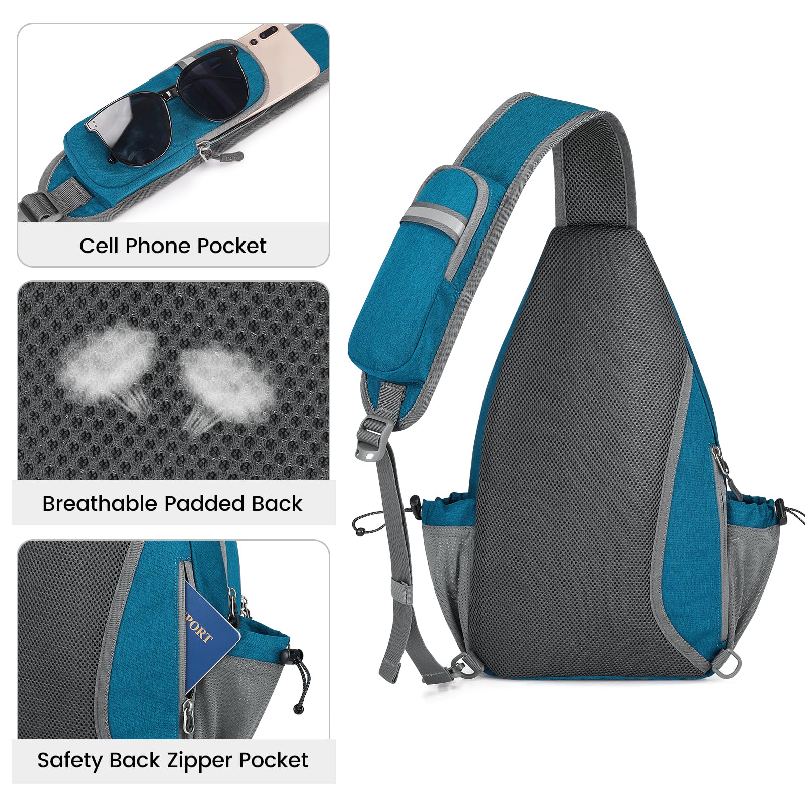 G4Free Pickleball Bag, Crossbody Sling Bag for Men Women, Pickleball Backpack, Pickle Ball Paddle Bag, Pickleball Gifts for Sports, Teal Blue