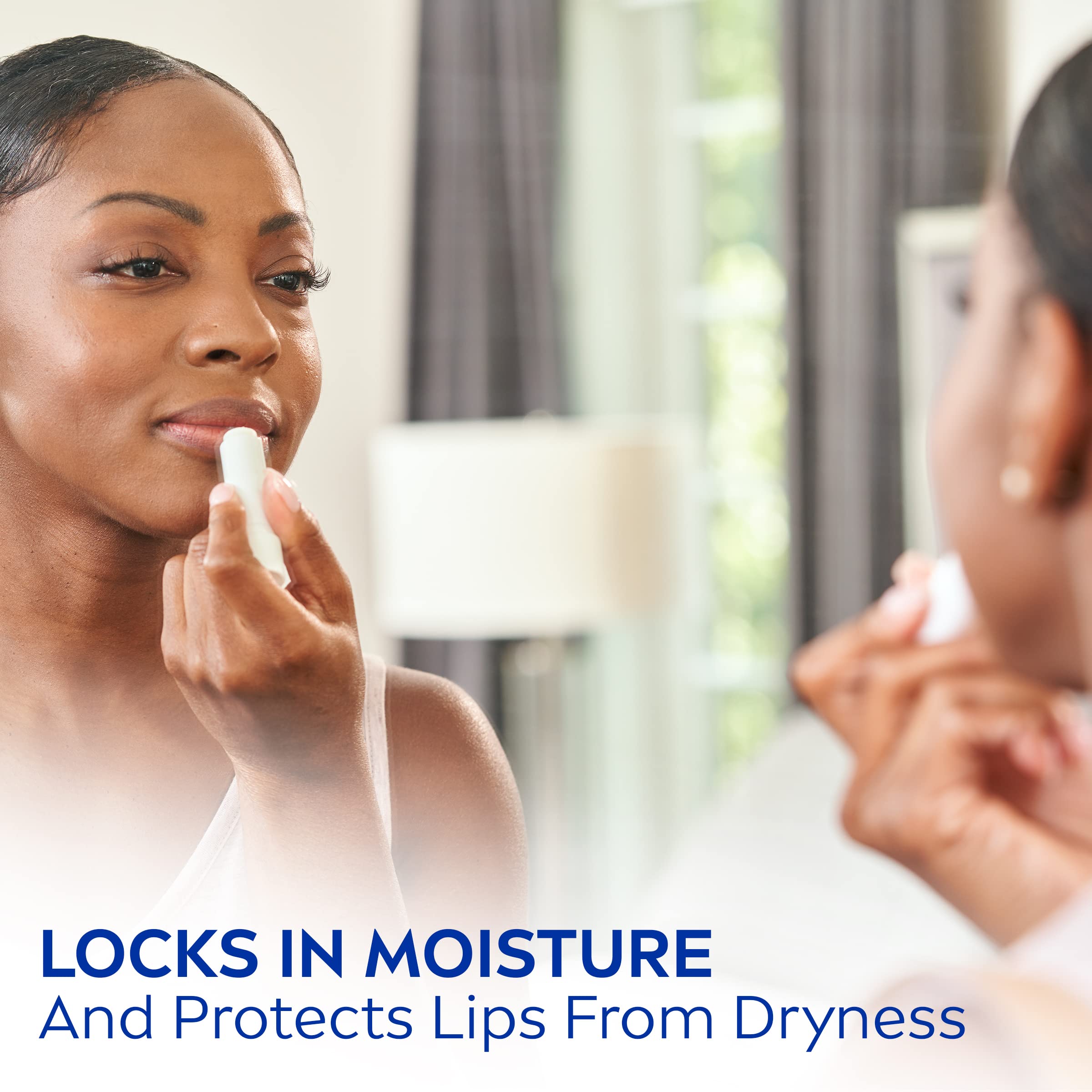 NIVEA Moisture Lip Care, Hydrating Lip Balm with Shea Butter, Nourishing Oils and Vitamin C & E, 3-in-1 Moisture, Repair (for Dry Lips) and Nourish, 0.17 Oz Stick, Pack of 4