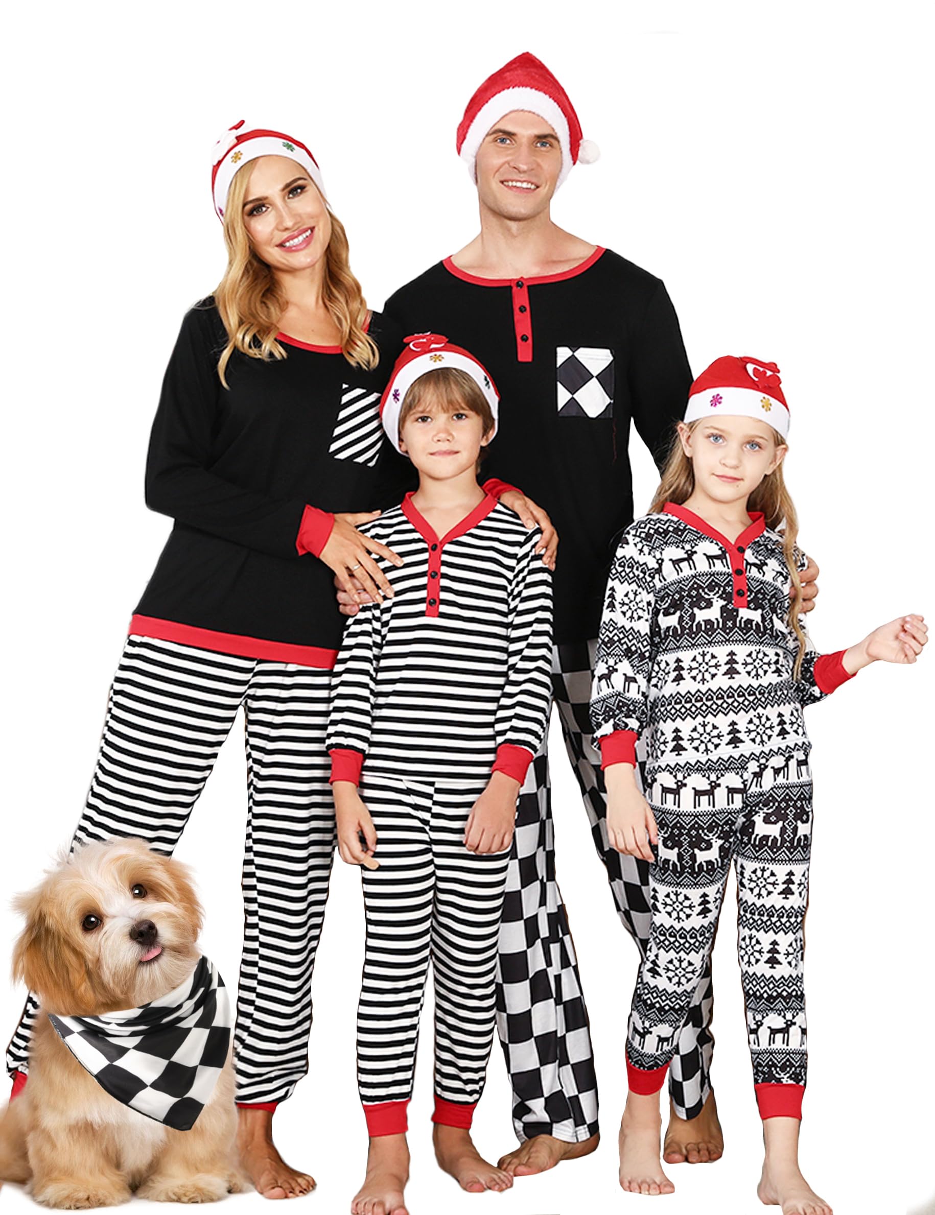 iClosam Family Matching Christmas Holiday Pajamas Sets Striped Christmas Pajamas Sleepwear Dad Mom PJs