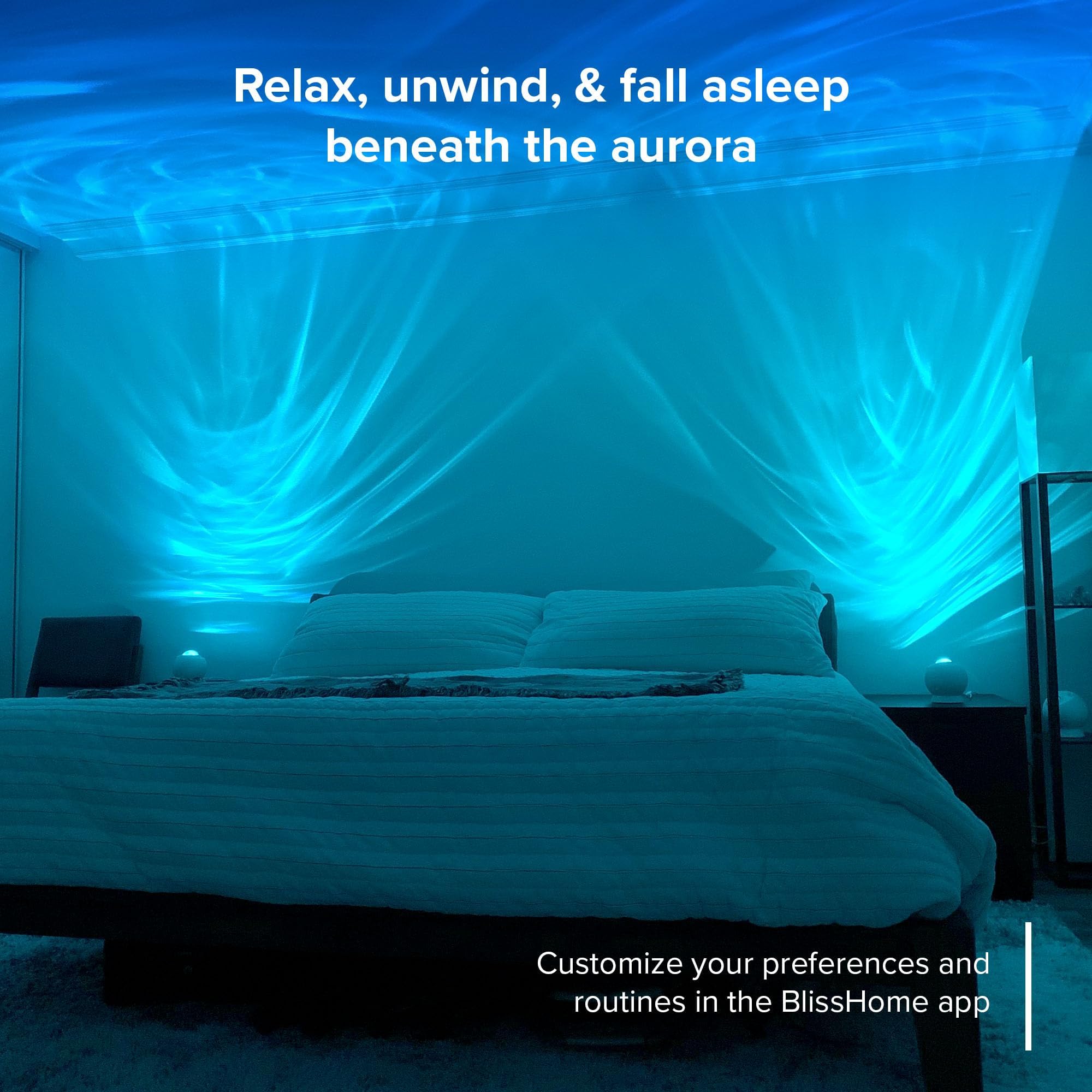 BlissLights Velarus - LED Aurora Projector, Northern Lights, WiFi App, for Bedroom Relaxation, Meditation, Home Theater, and Night Light Gift