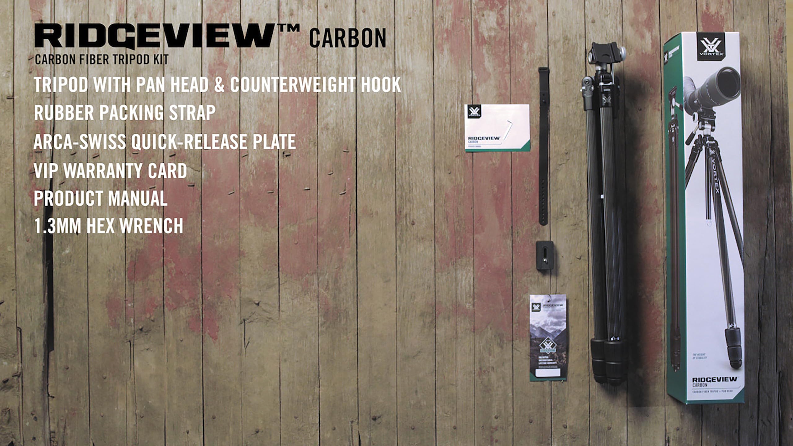 Vortex Optics Ridgeview Carbon Tripod Kit Black