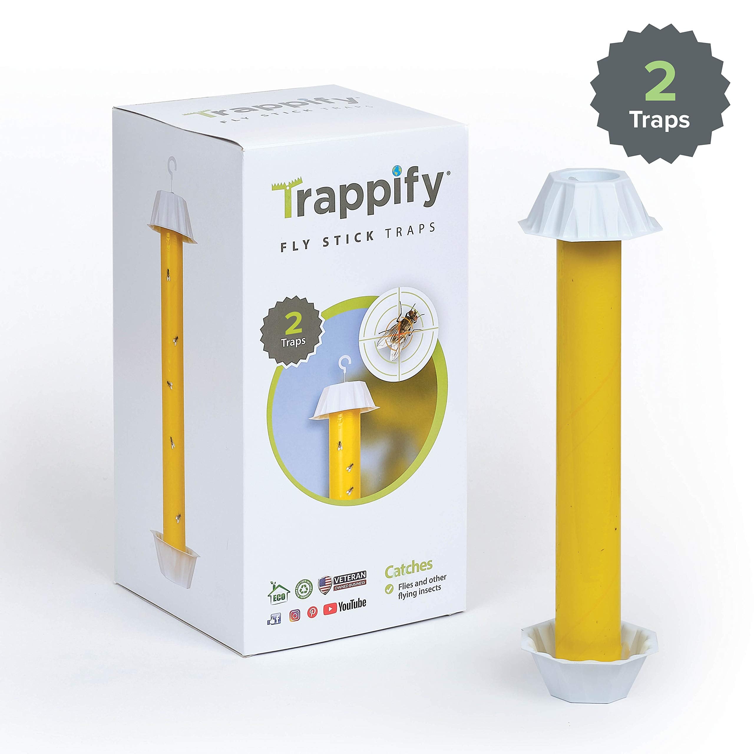 Trappify Hanging Fly Traps Outdoor: Fruit Fly Traps for Indoors | Gnat Traps for House Indoor | Fly Trap Indoor - Disposable Sticky Fly Trap for Indoor House Pest Control (2 Pack)