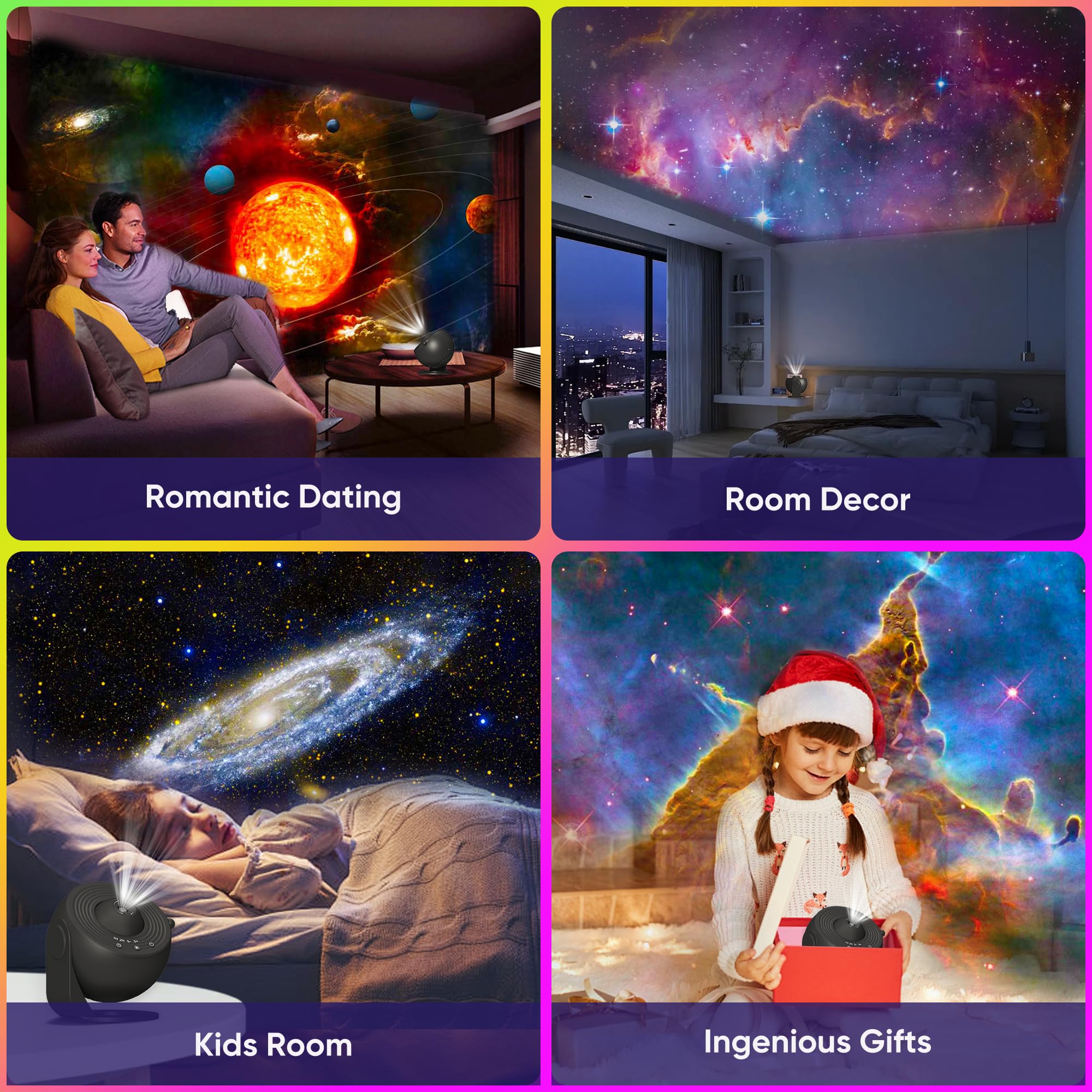FlyLily Galaxy Projector, 13 in 1 HD Planetarium Star Projector for Bedroom, 360 Rotating Star Projector Light with Adjustable Knob and Timer for Kids, Ceiling, Gifts, Room Decoration